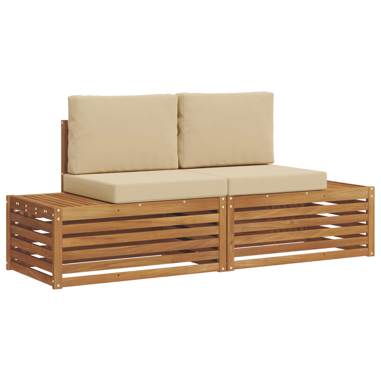 2 Stk. Outdoor-Sofagarnitur Massives Akazienholz und Polyester