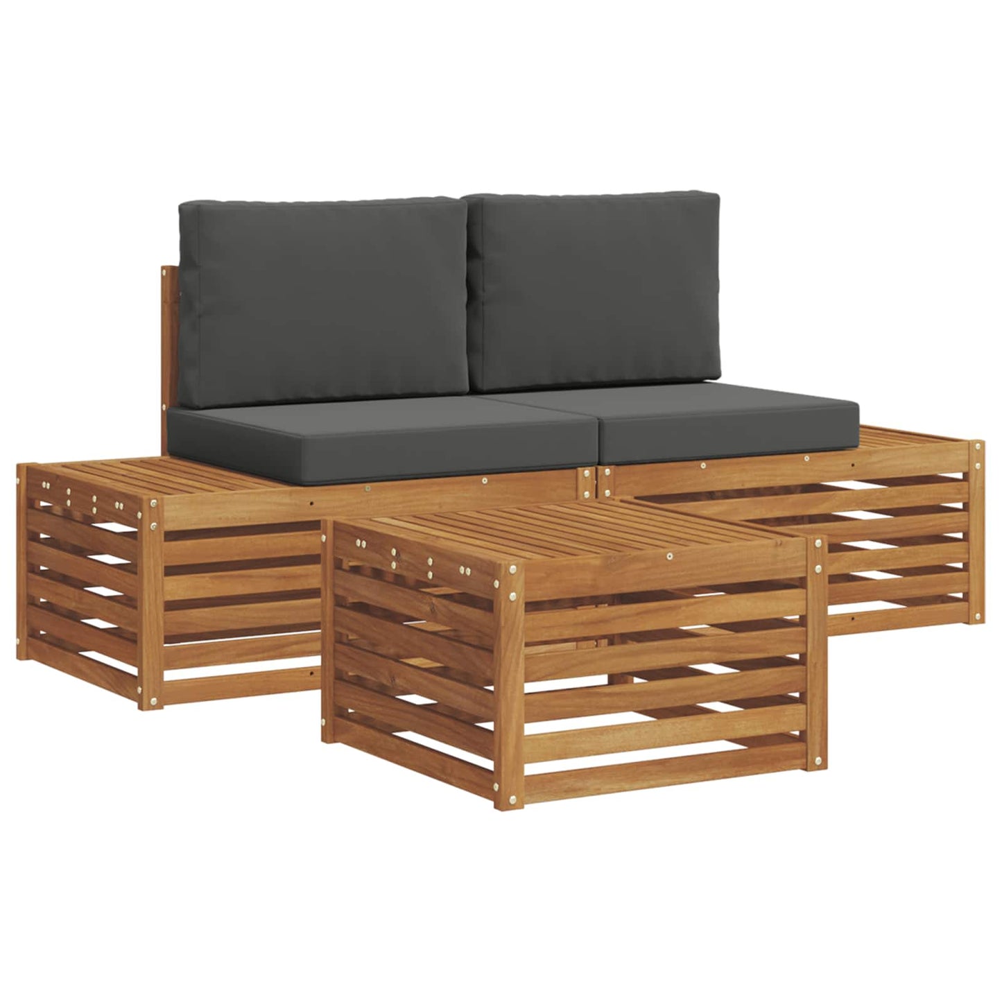 Outdoor-Sofagarnitur Natur und Anthrazit 59 x 59 x 37 cm