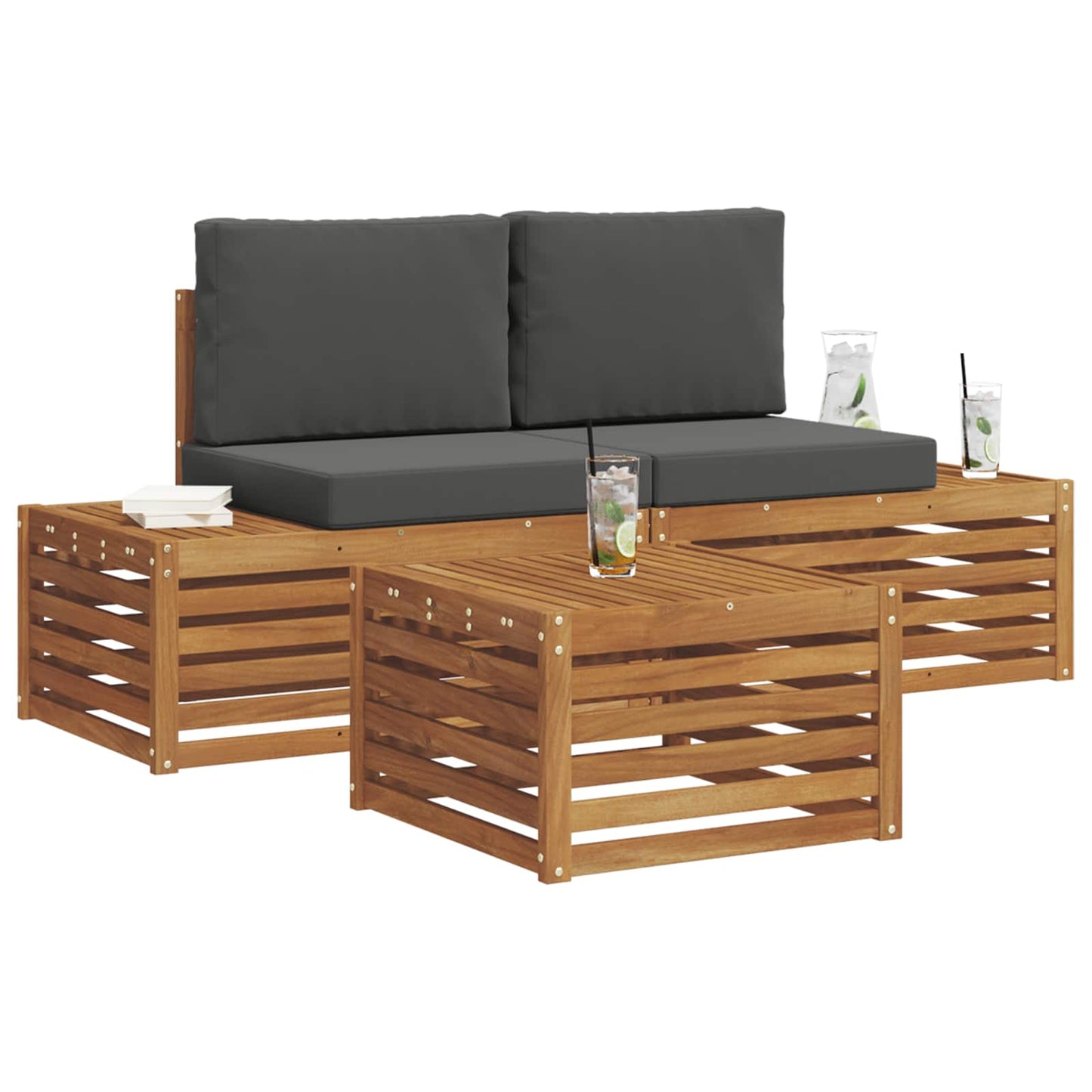 Outdoor-Sofagarnitur Natur und Anthrazit 59 x 59 x 37 cm