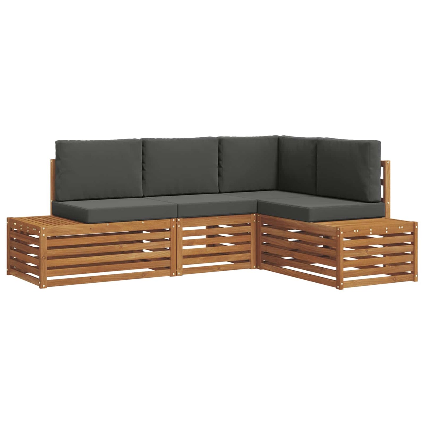 Outdoor-Sofagarnitur mit Kissen 4 Stück Natur und Anthrazit