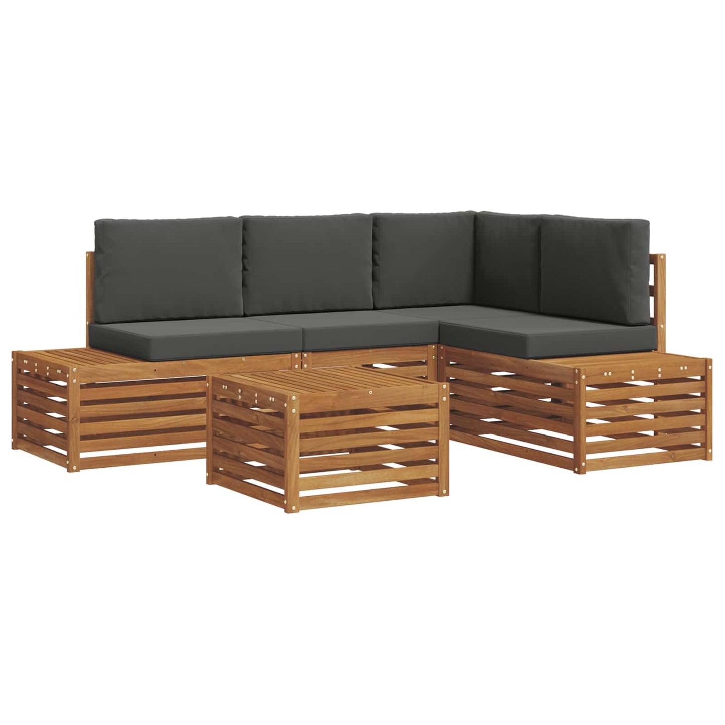 Outdoor-Sofagarnitur Natur und Anthrazit 59 x 59 x 37 cm