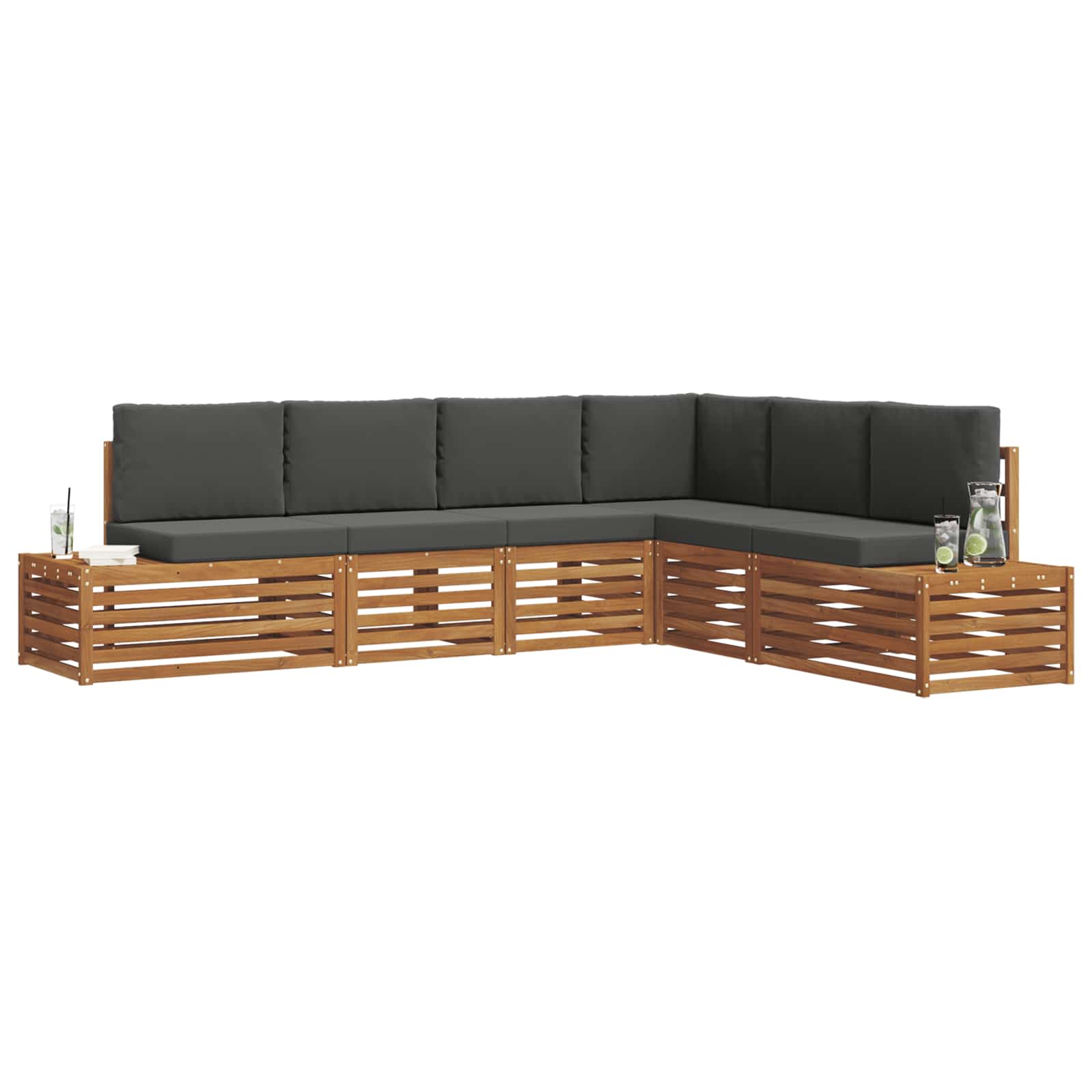 Outdoor-Sofagarnitur Natur und Anthrazit 273 x 213,5 x 73 cm