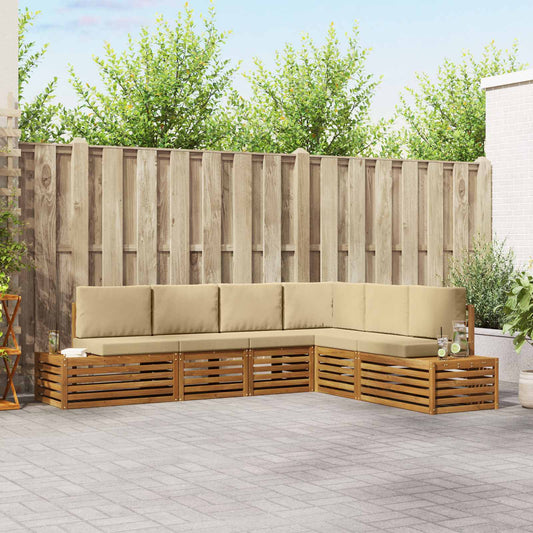 Outdoor-Sofagarnitur Natur und Beige 273 x 213,5 x 73 cm