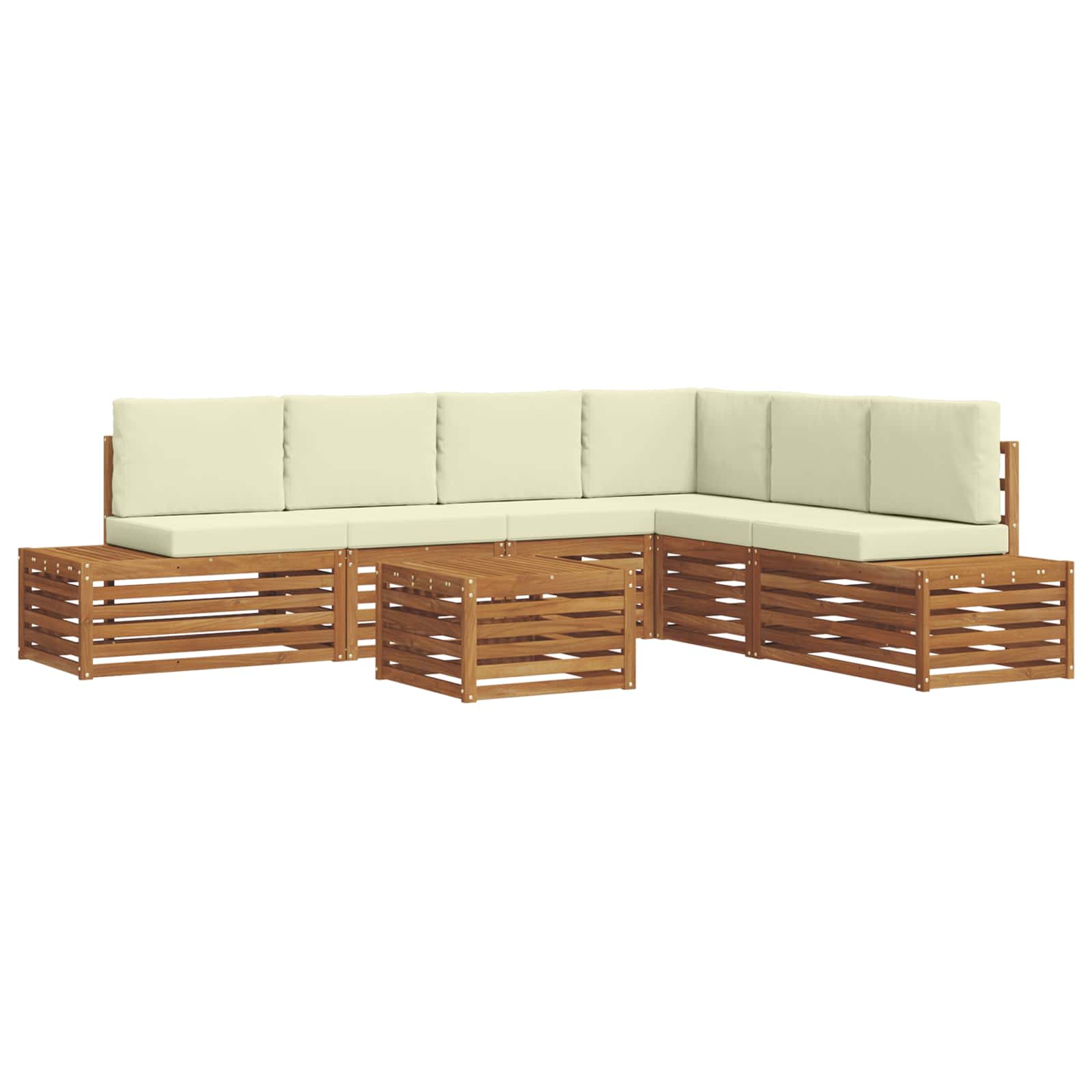 7 Stk. Outdoor-Sofagarnitur Massives Akazienholz und Polyester