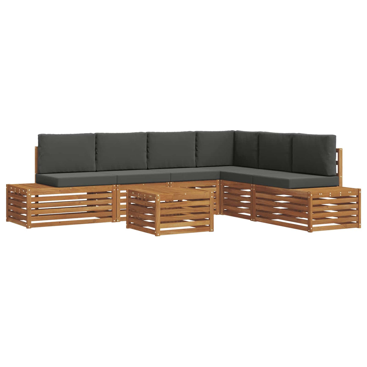 7 Stk. Outdoor-Sofagarnitur Massives Akazienholz und Polyester