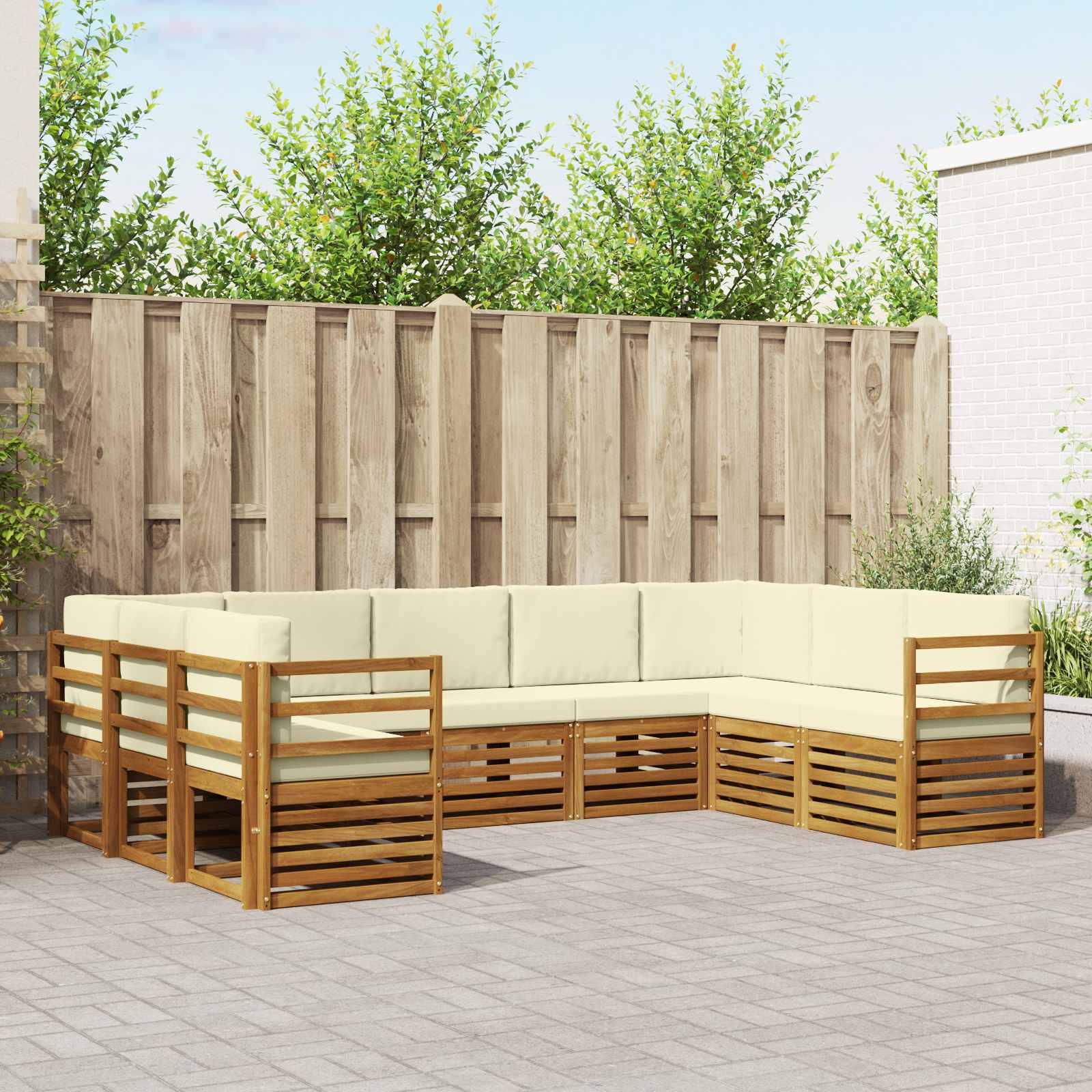 Outdoor-Sofagarnitur 9 stk. Natur und Creme