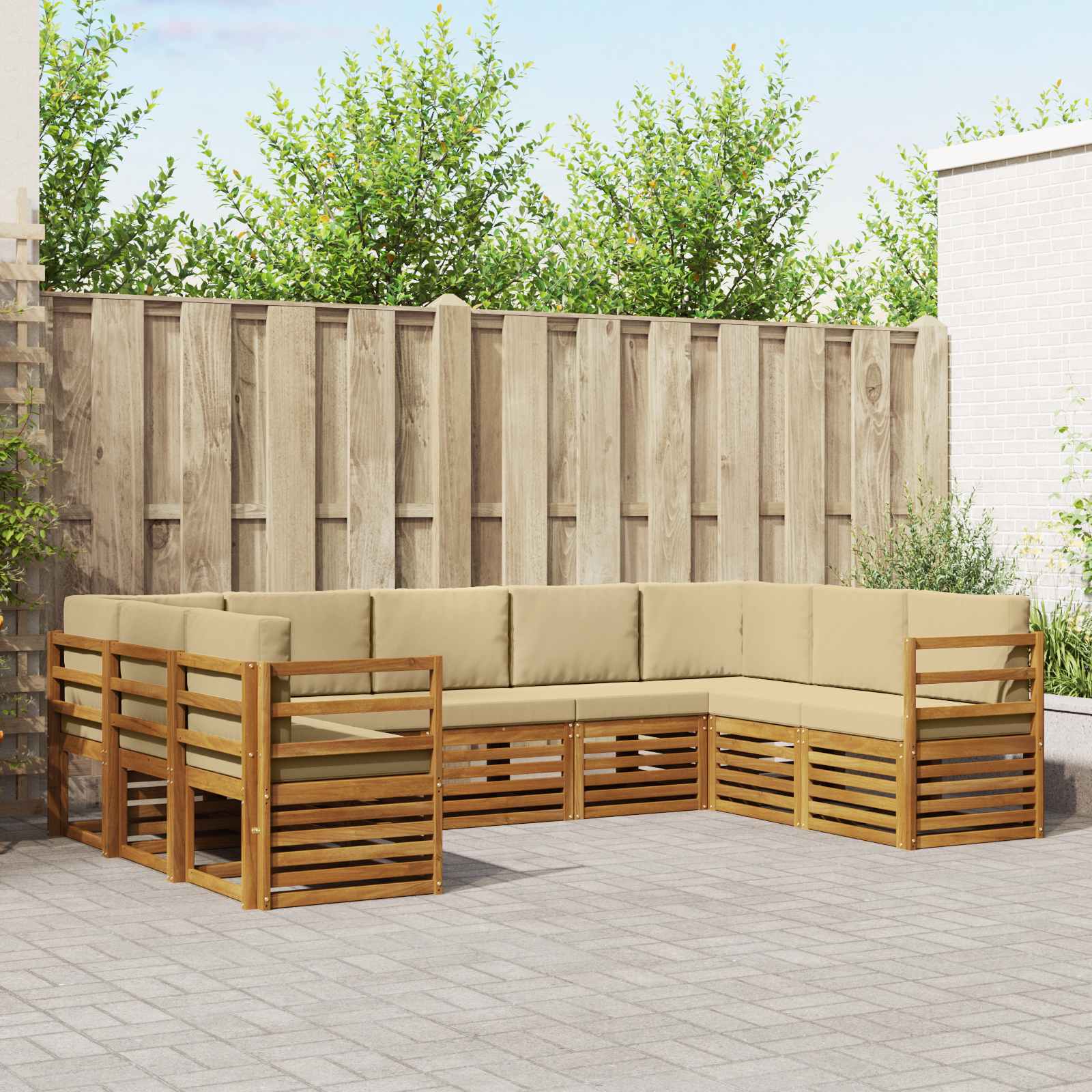 Outdoor-Sofagarnitur 9 stk. Natur und Beige