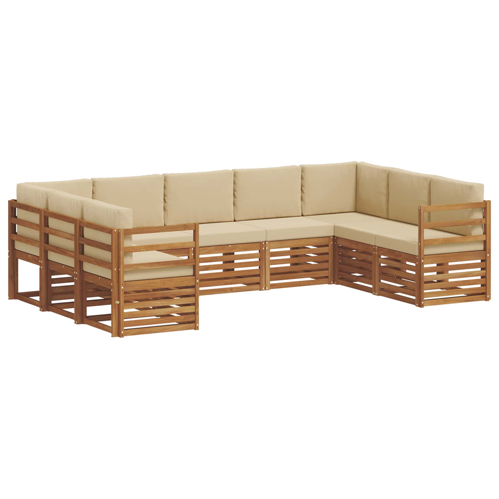 Outdoor-Sofagarnitur 9 stk. Natur und Beige