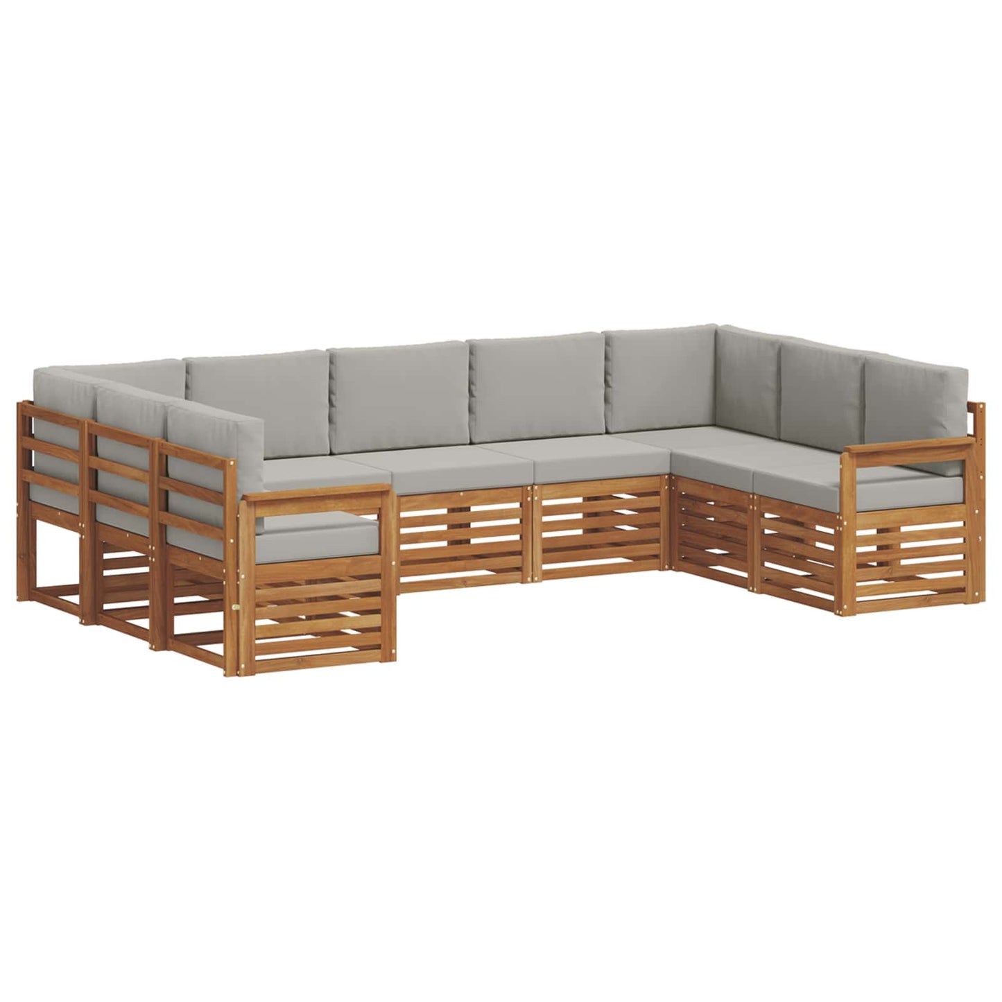 Ecksofa Set mit Kissen 9 pcs Natürlich und Hellgrau