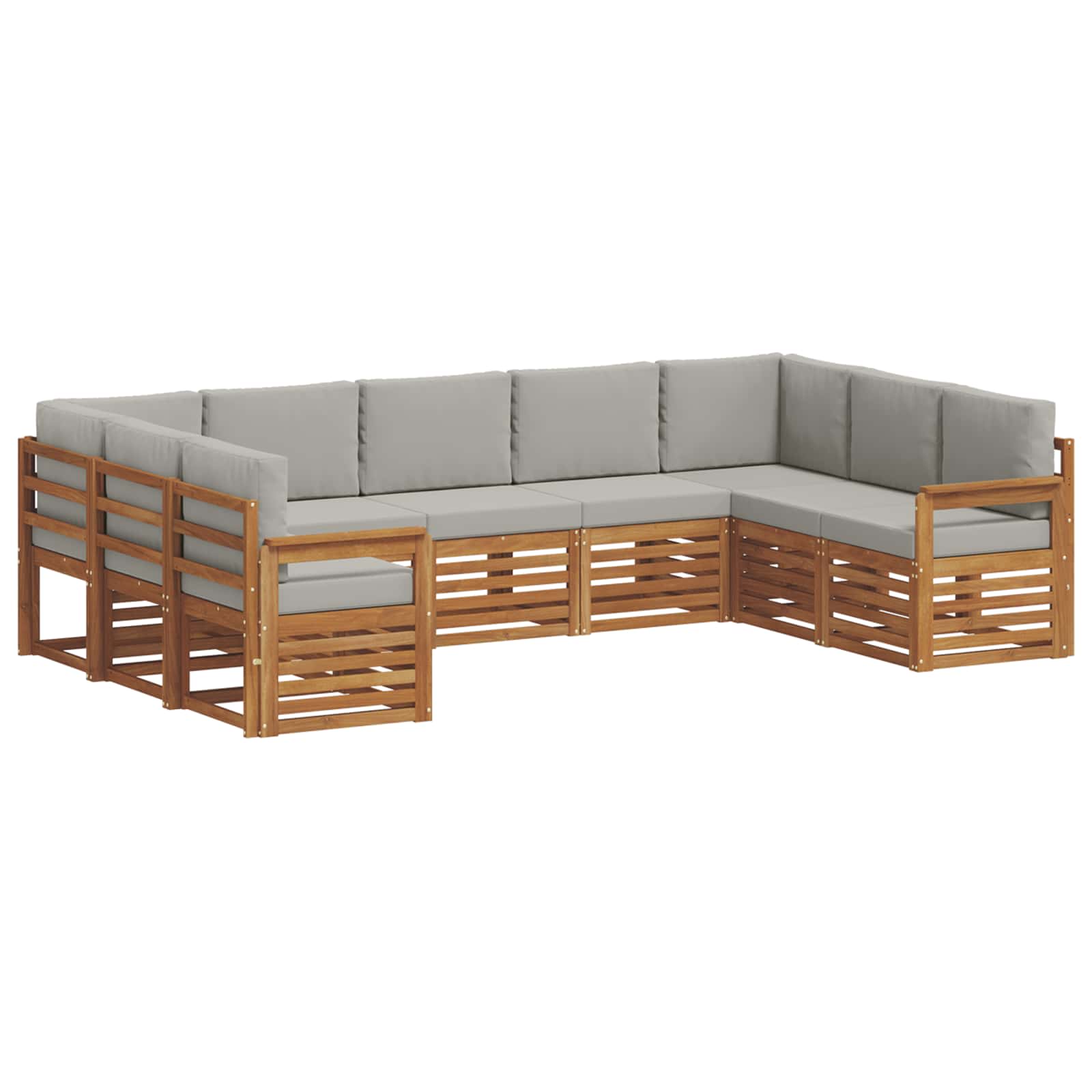 Ecksofa Set mit Kissen 9 pcs Natürlich und Hellgrau