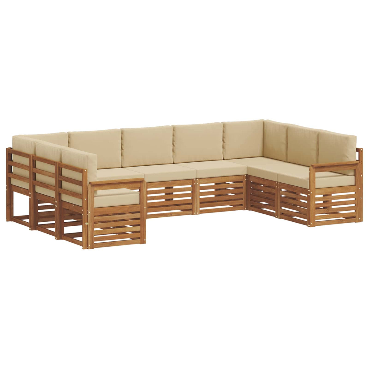 Outdoor-Sofagarnitur 9 stk. Natur und Beige