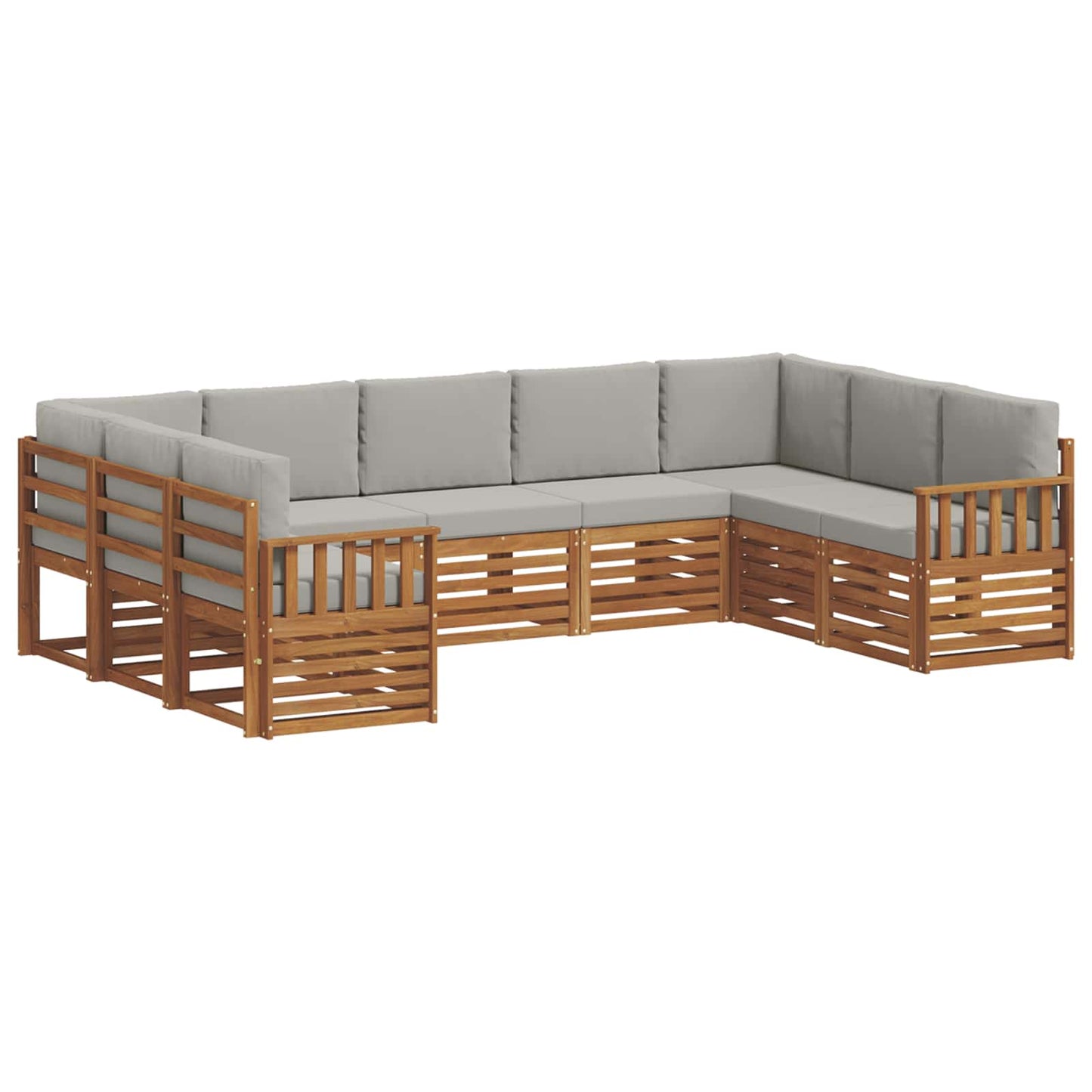Ecksofa Set mit Kissen 9 pcs Natürlich und Hellgrau