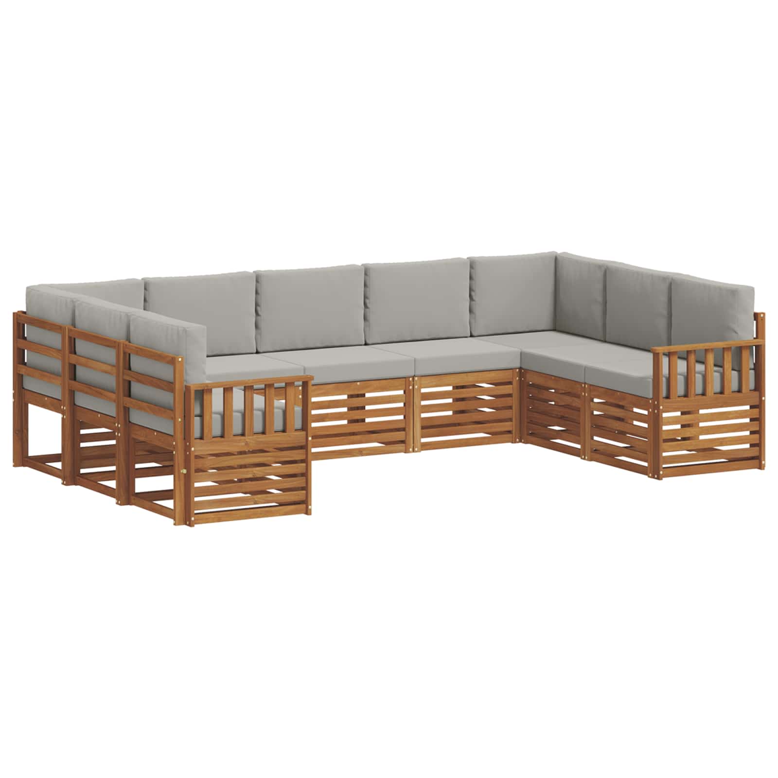 Ecksofa Set mit Kissen 9 pcs Natürlich und Hellgrau
