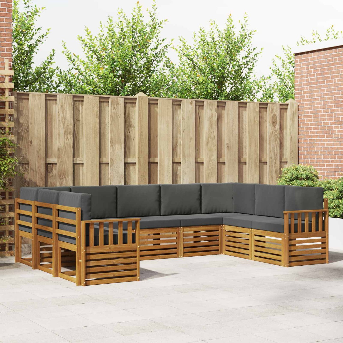 Outdoor-Sofagarnitur 9 stk. Natur und Anthrazit