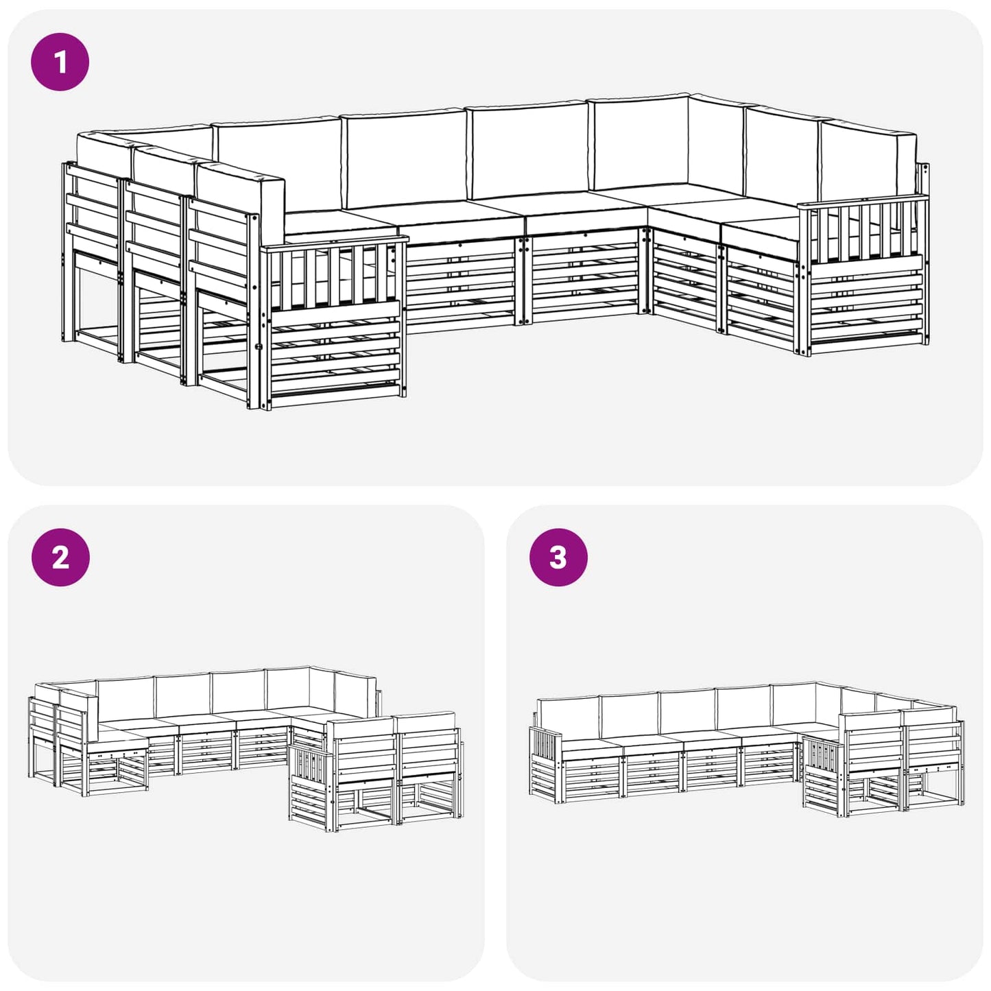Outdoor-Sofagarnitur 9 stk. Natur und Anthrazit
