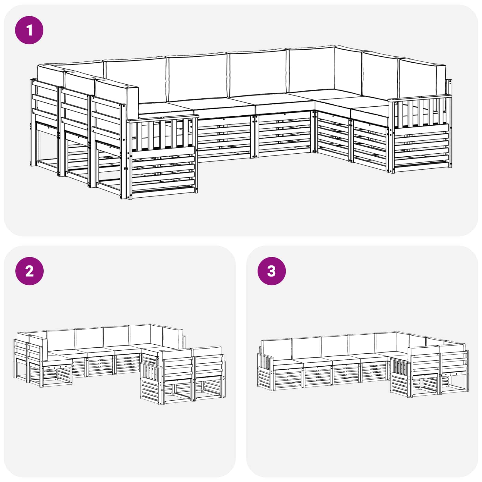 Outdoor-Sofagarnitur 9 stk. Natur und Anthrazit
