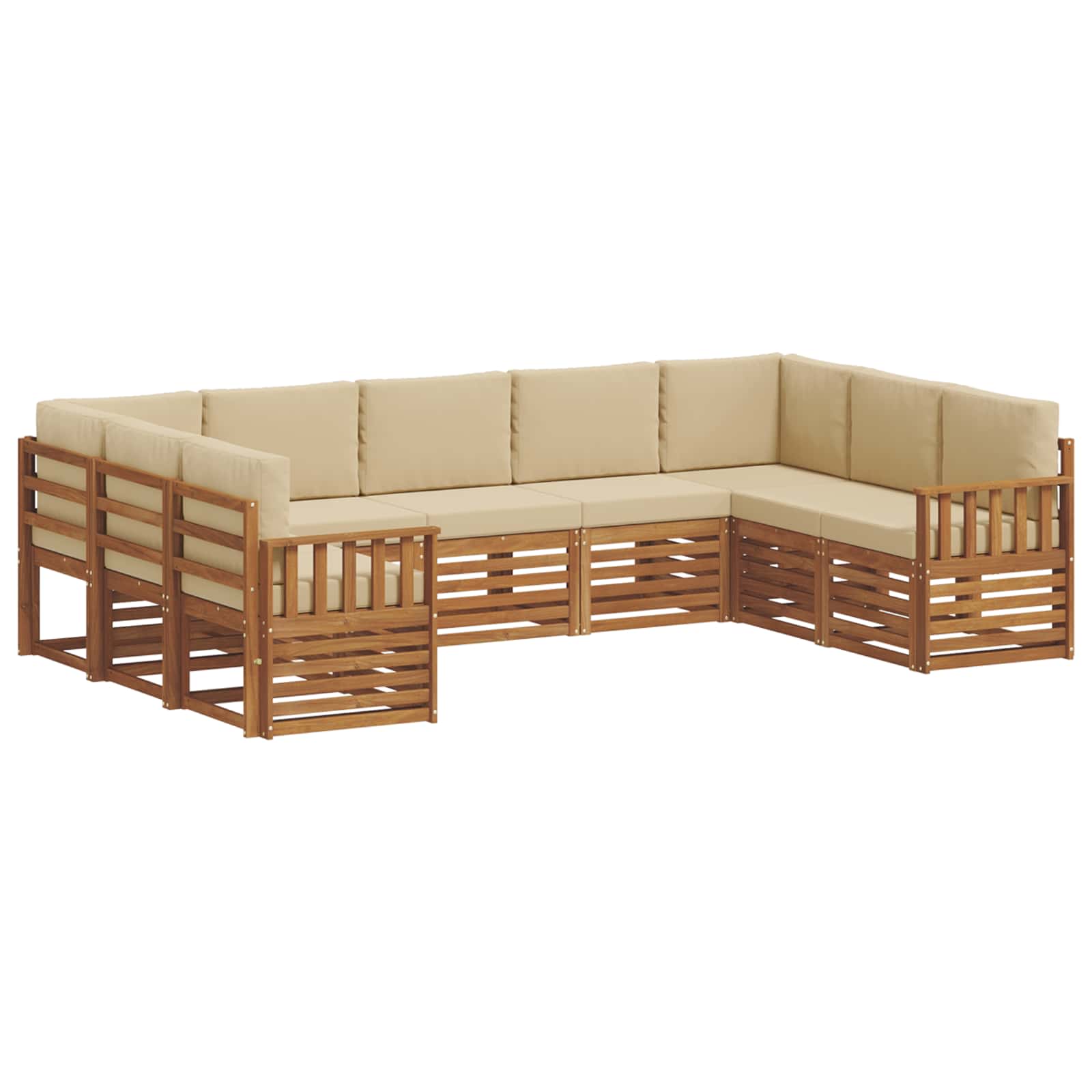 Ecksofa Set mit Kissen 9 pcs Natur und Beige