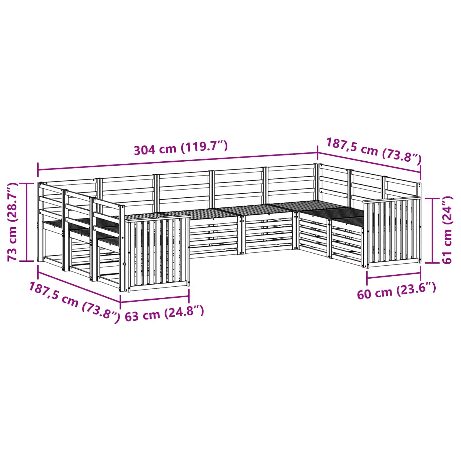 Ecksofa Set 9 pcs Natur
