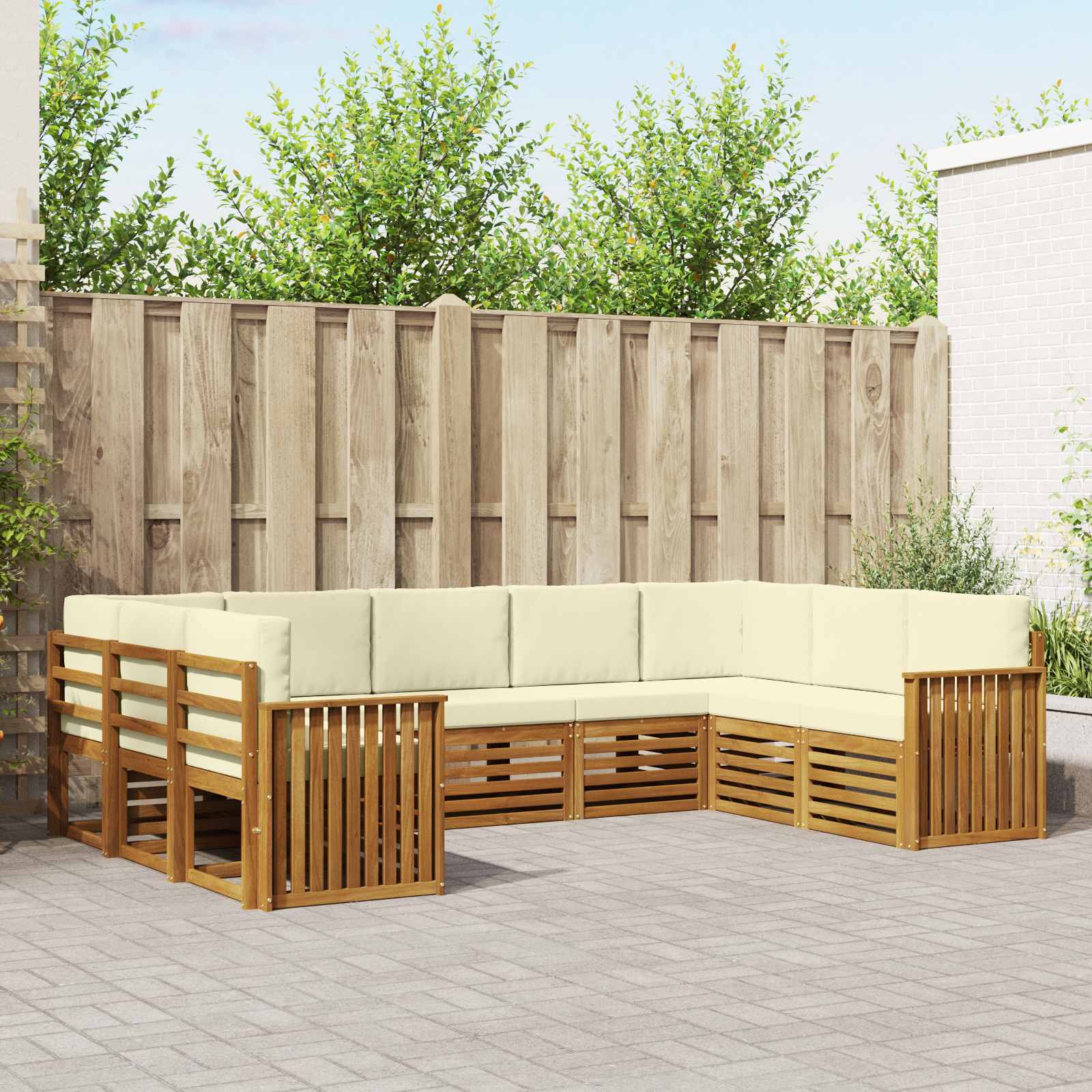 Ecksofa Set mit Kissen 9 pcs Natur und Creme