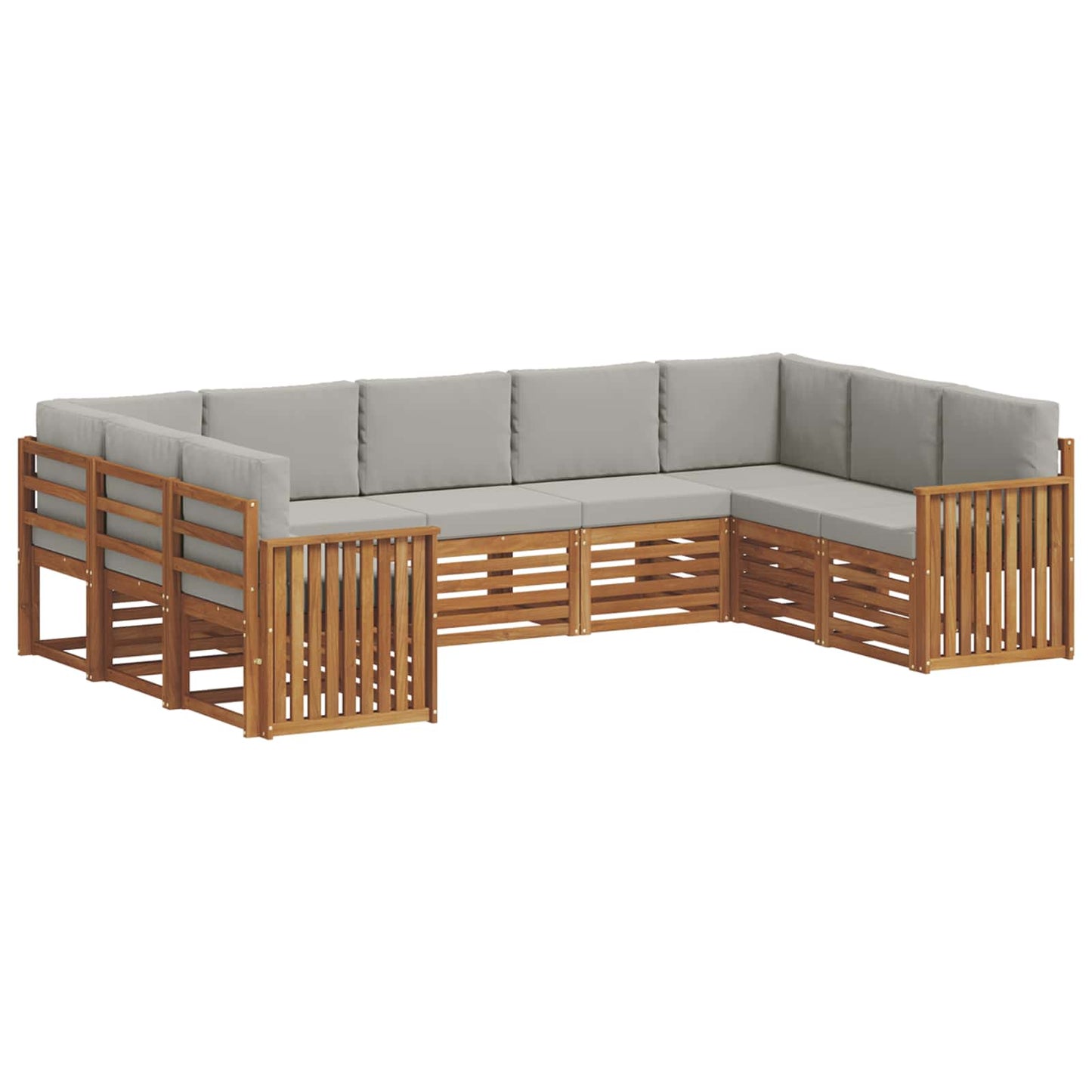 Ecksofa Set mit Kissen 9 pcs Natürlich und Hellgrau