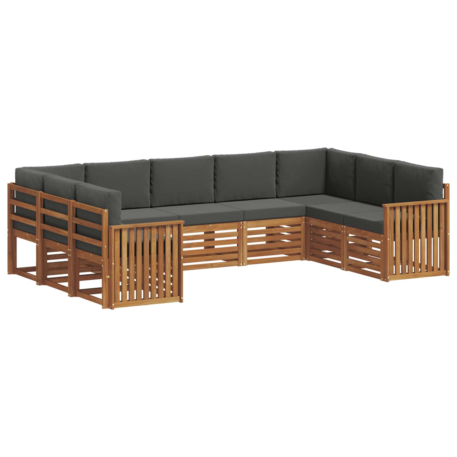 Outdoor-Sofagarnitur 9 stk. Natur und Anthrazit