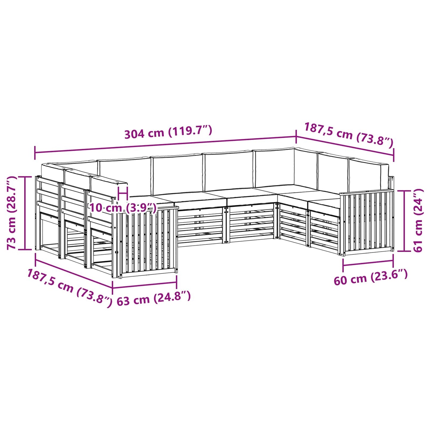 Outdoor-Sofagarnitur 9 stk. Natur und Anthrazit