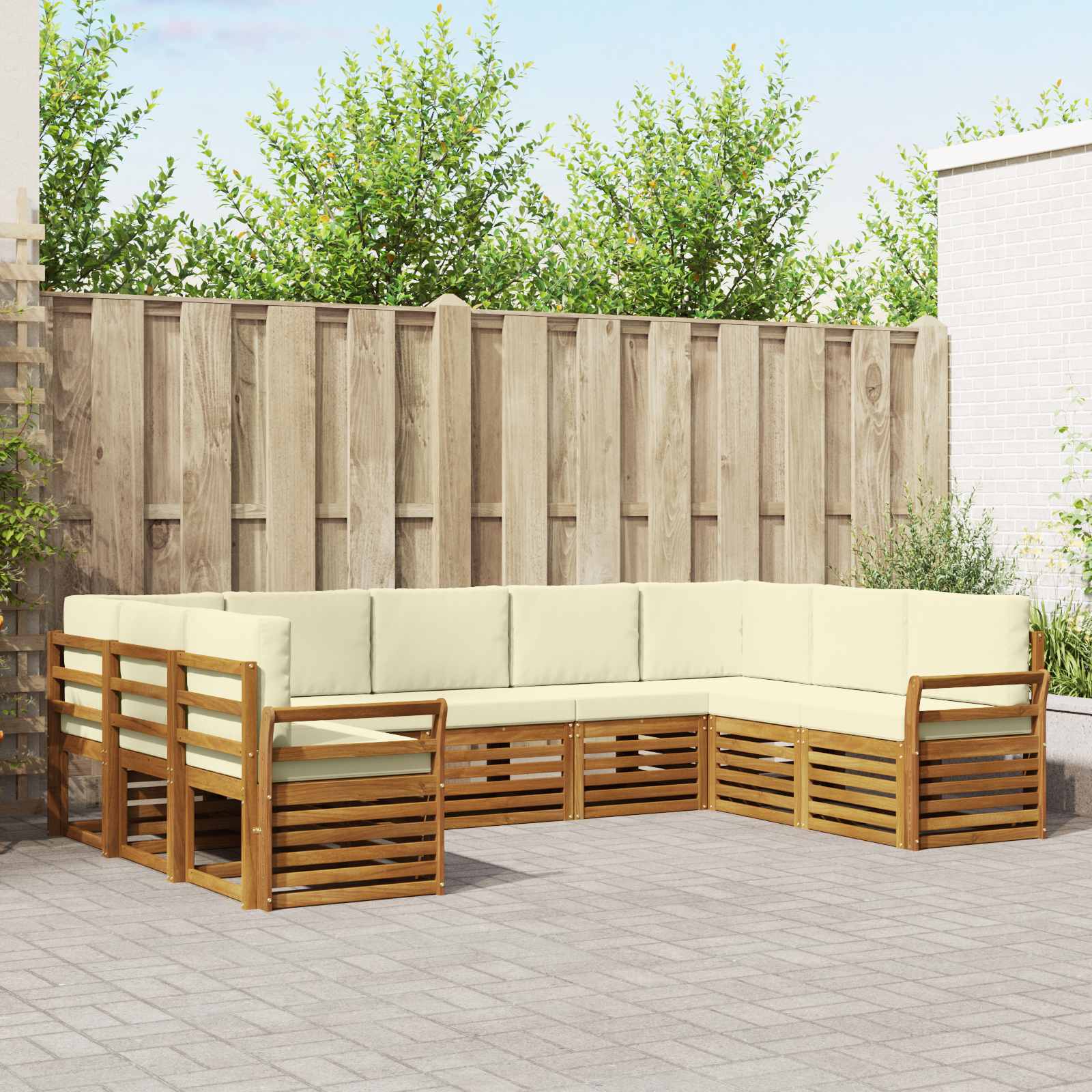Outdoor-Sofagarnitur 9 stk. Natur und Creme