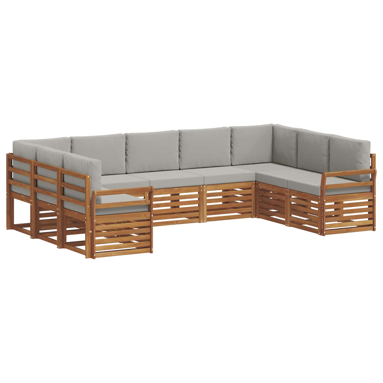 Ecksofa Set mit Kissen 9 pcs Natürlich und Hellgrau