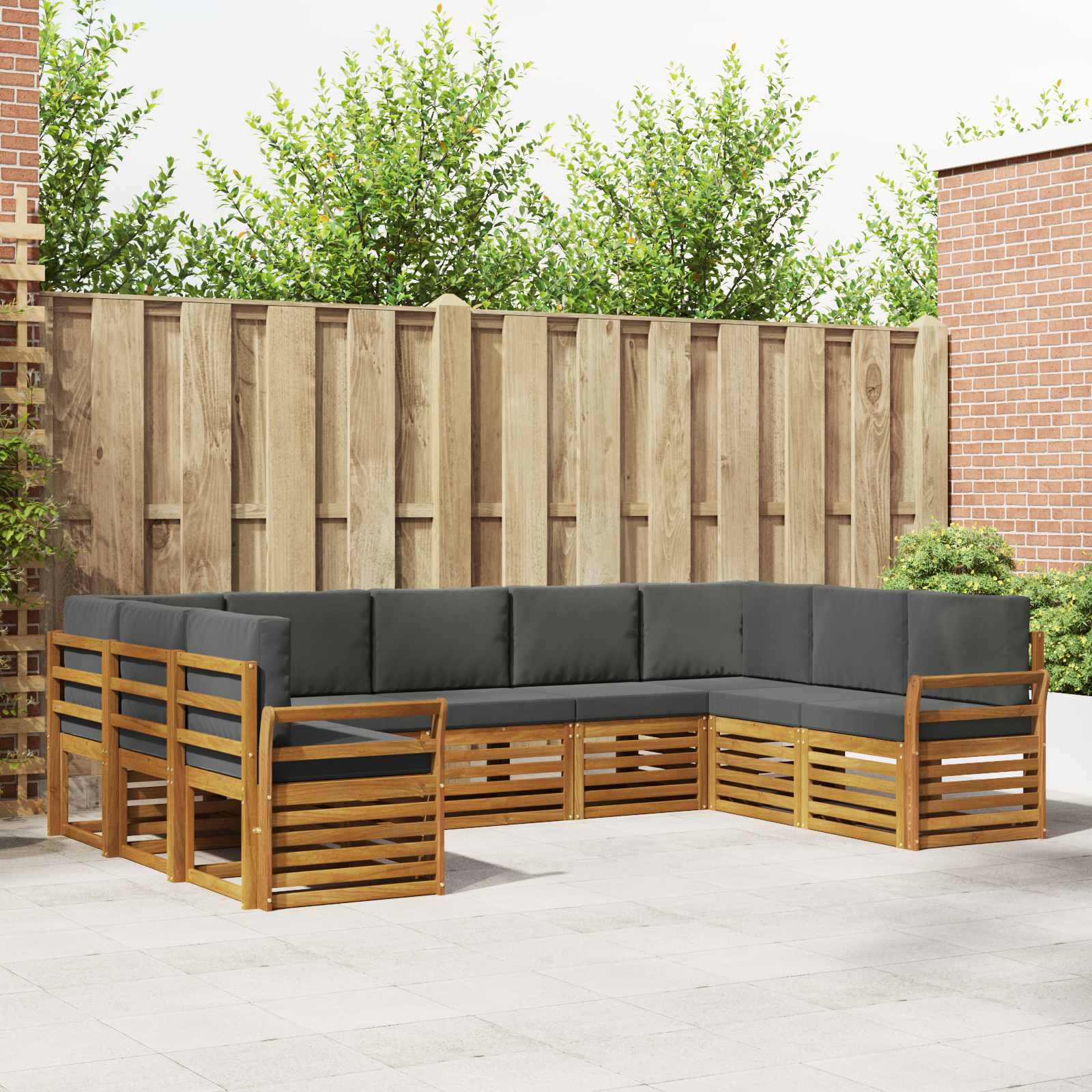 Outdoor-Sofagarnitur 9 stk. Natur und Anthrazit