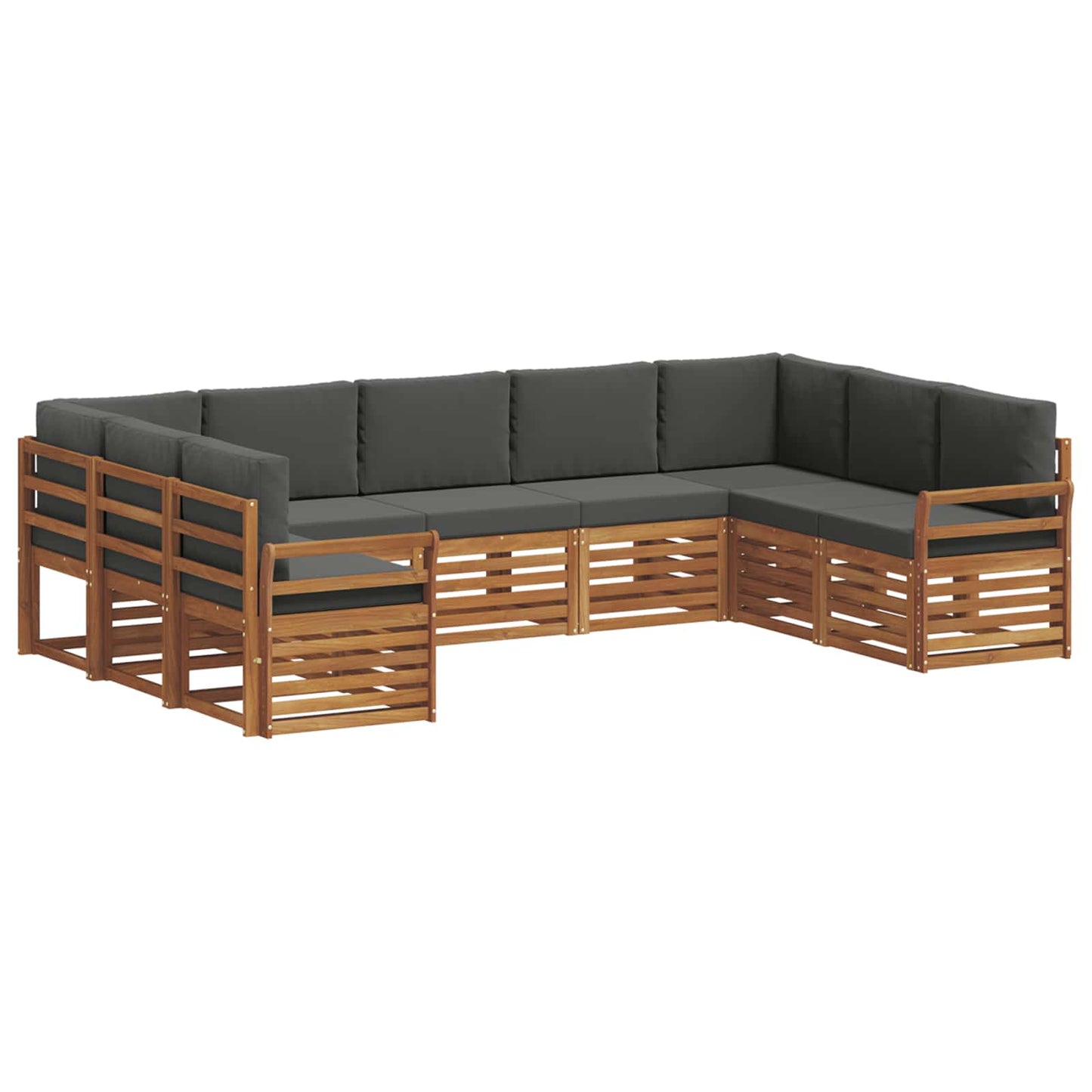 Outdoor-Sofagarnitur 9 stk. Natur und Anthrazit