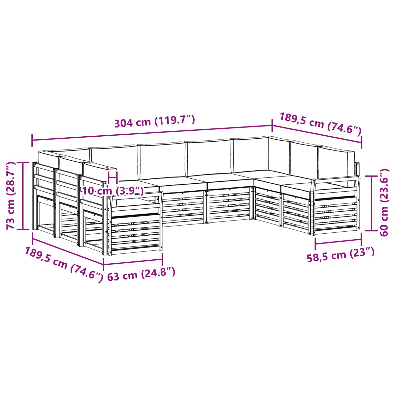 Outdoor-Sofagarnitur 9 stk. Natur und Anthrazit