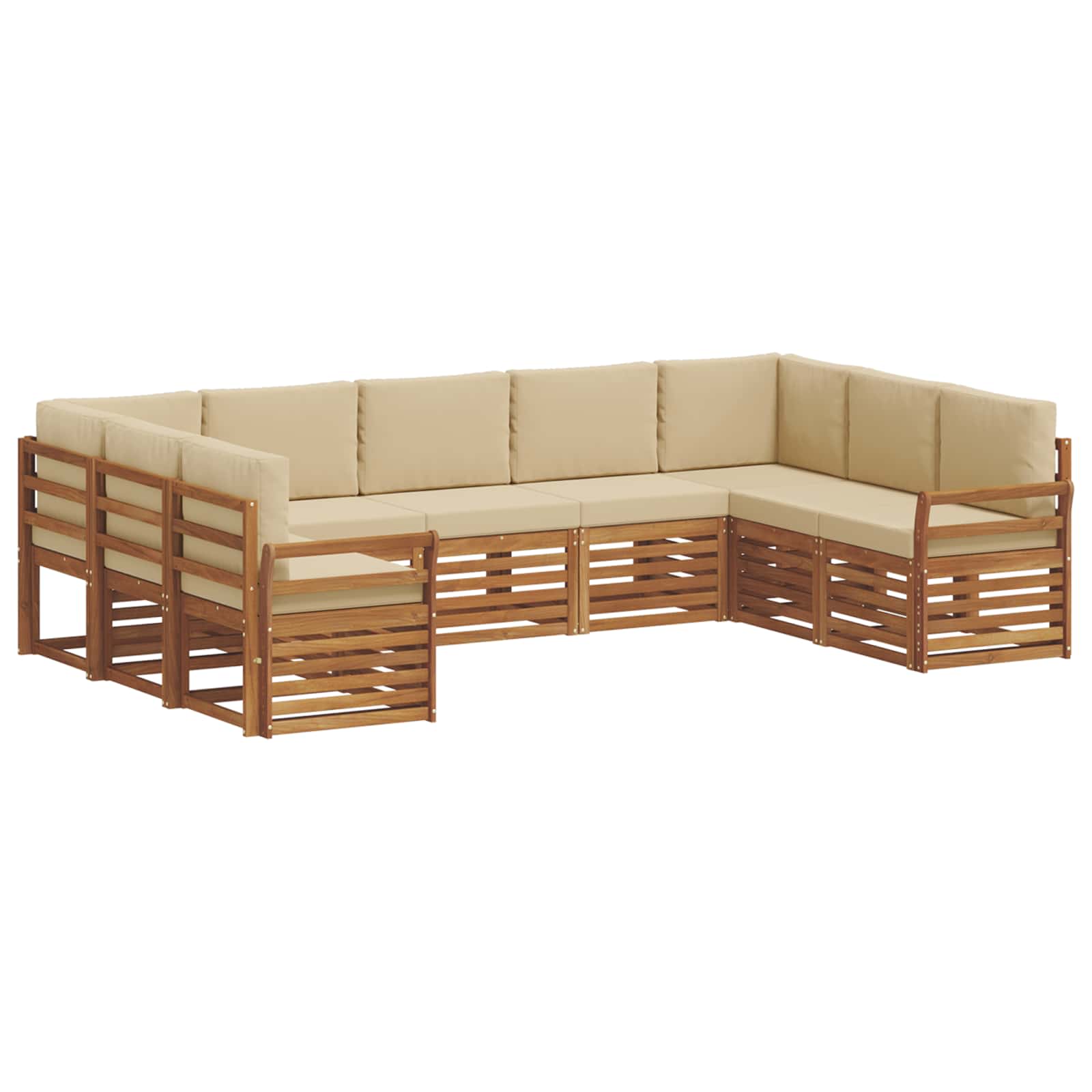 Ecksofa Set mit Kissen 9 pcs Natur und Beige