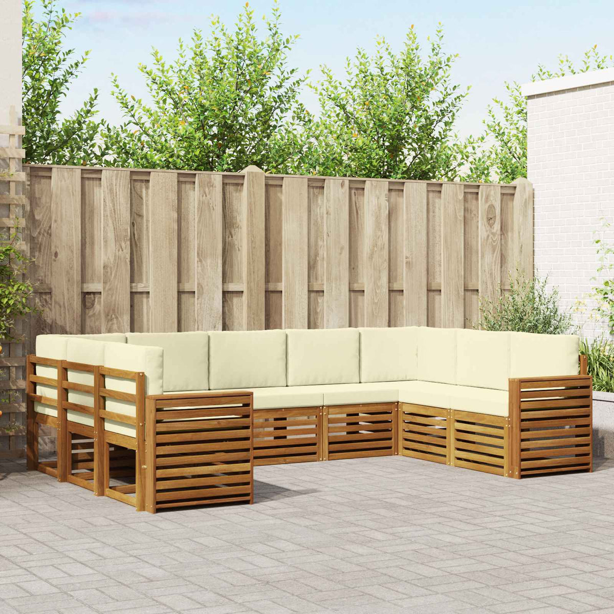 Outdoor-Sofagarnitur 9 stk. Natur und Creme