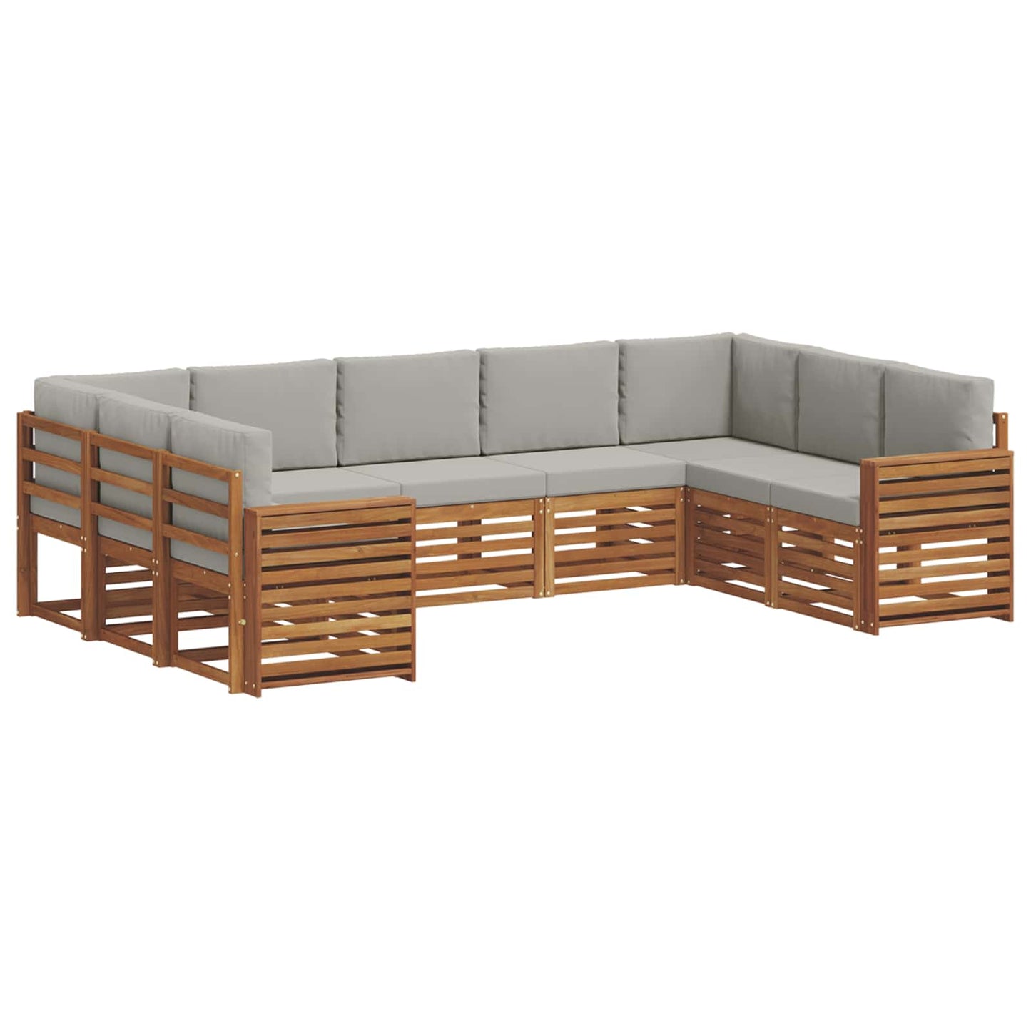Ecksofa Set mit Kissen 9 pcs Natürlich und Hellgrau