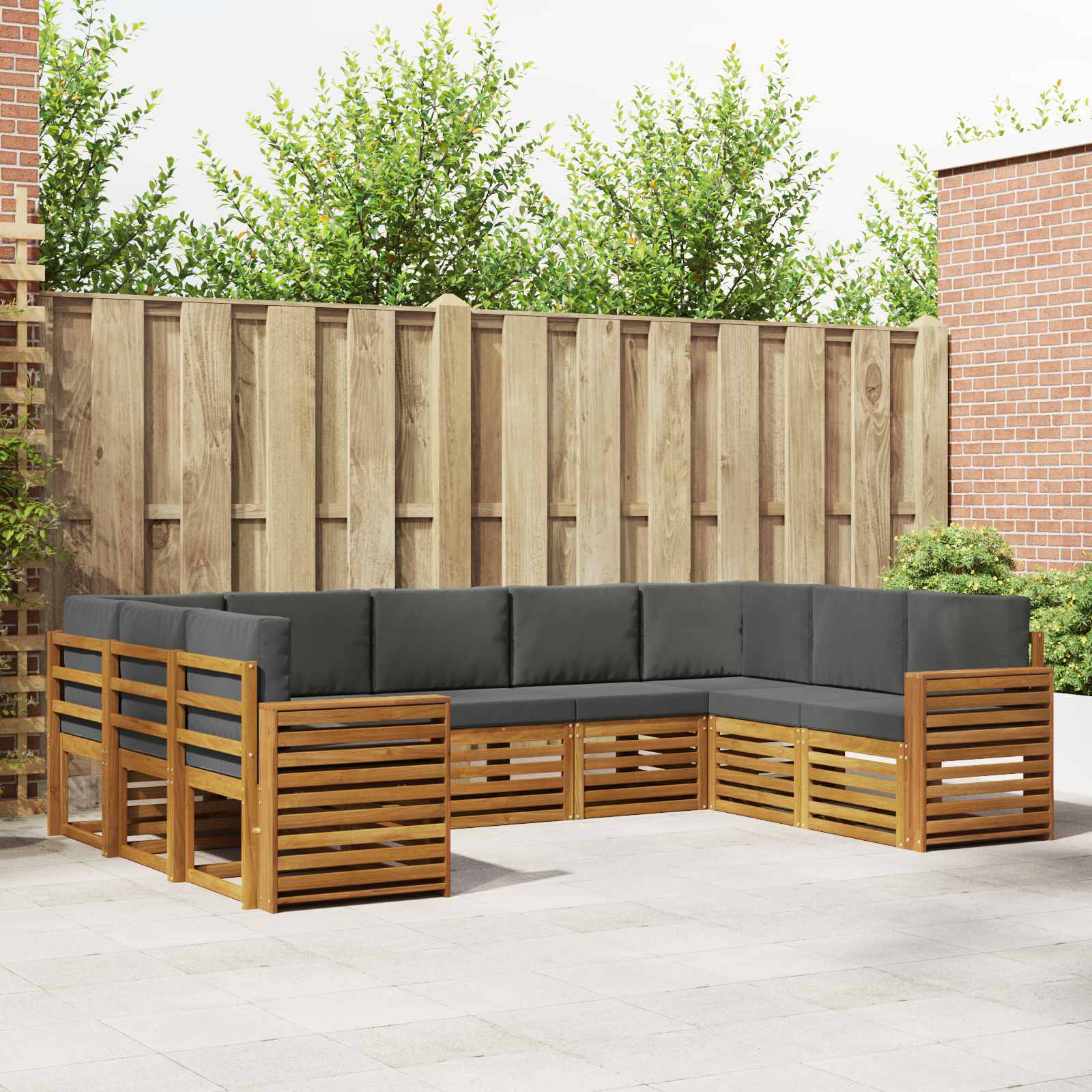 Outdoor-Sofagarnitur 9 stk. Natur und Anthrazit