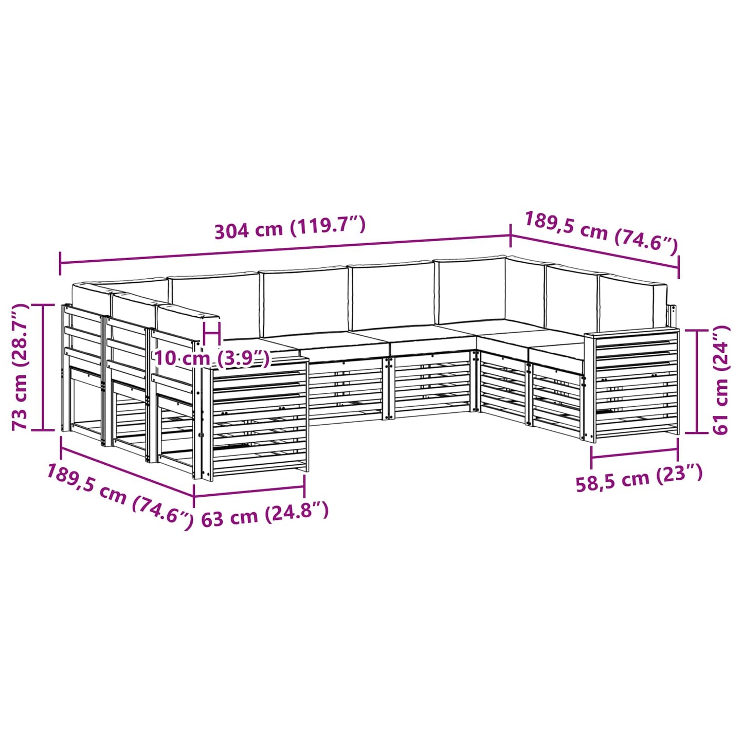 Outdoor-Sofagarnitur 9 stk. Natur und Anthrazit