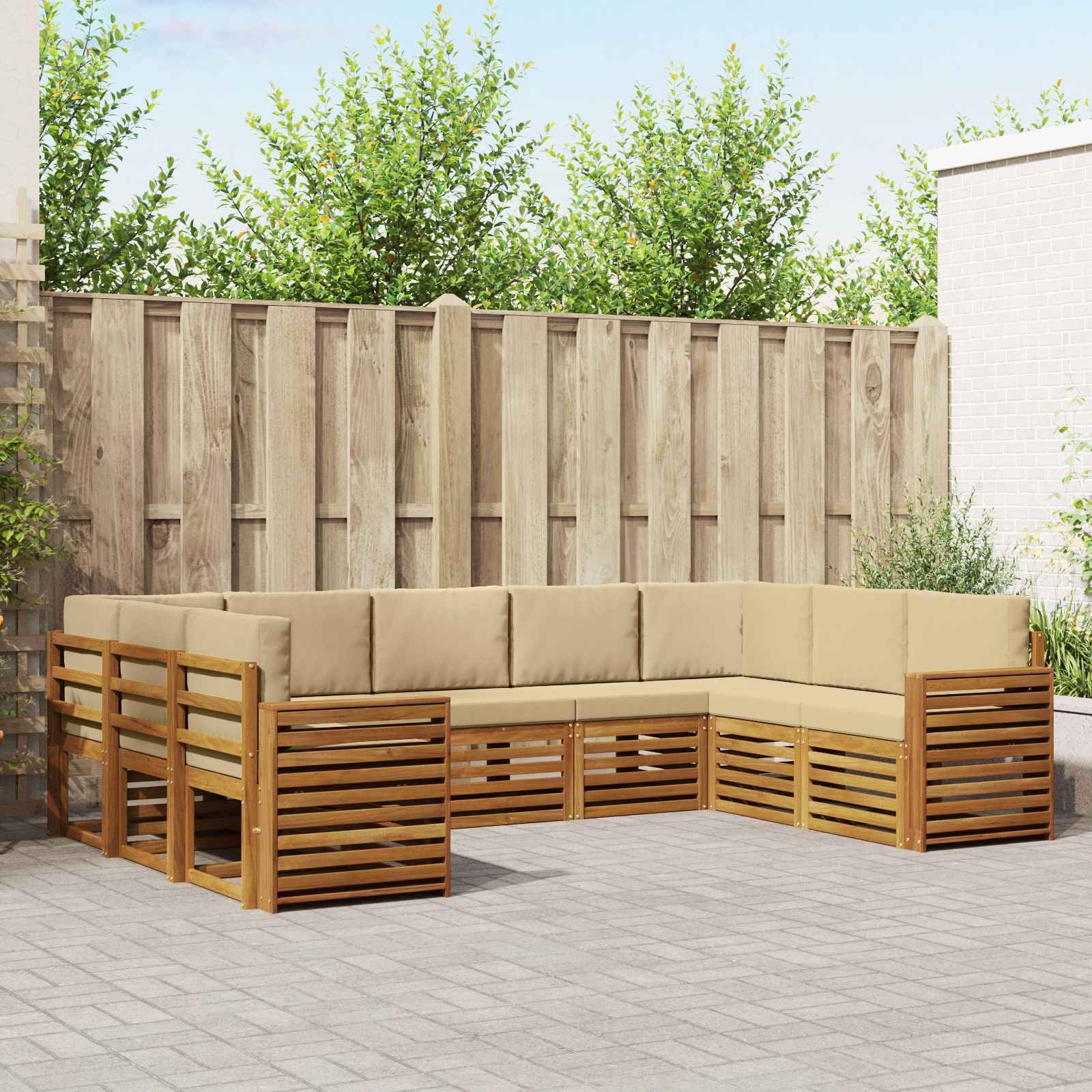 Outdoor-Sofagarnitur 9 stk. Natur und Beige
