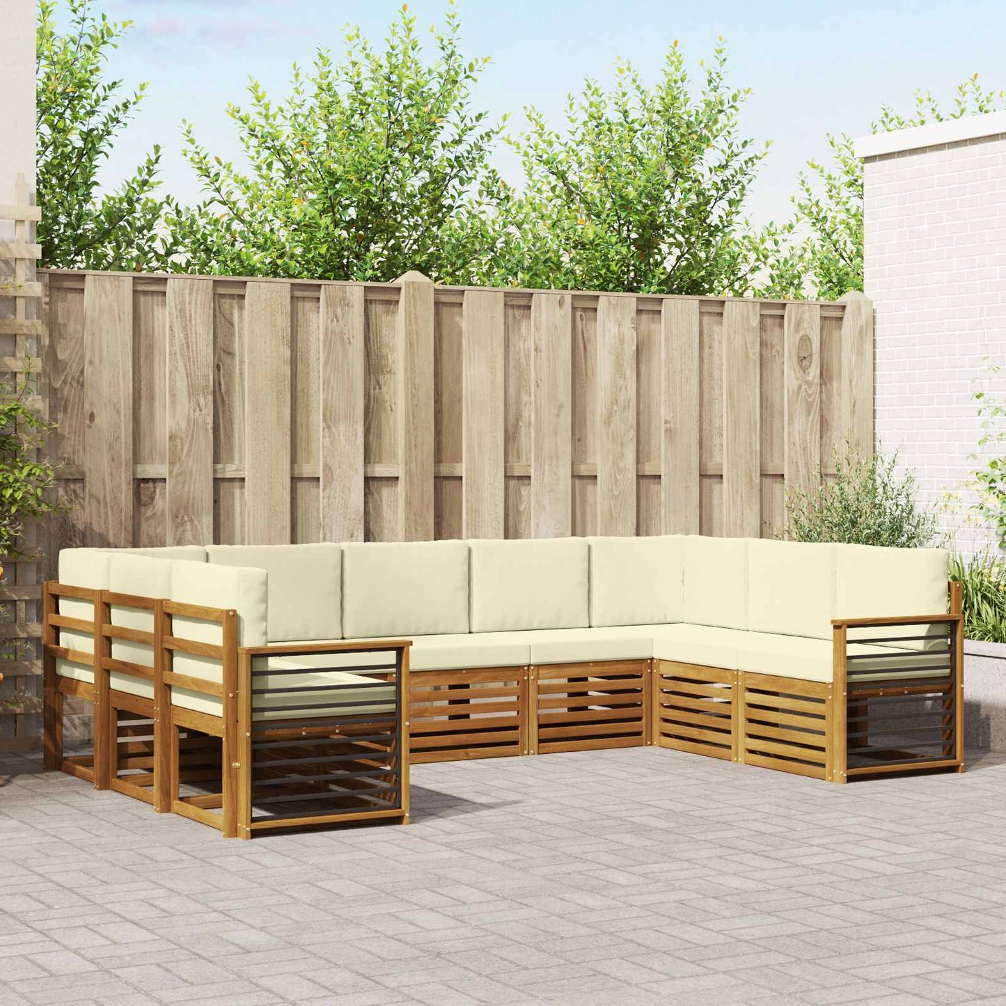 Outdoor-Sofagarnitur 9 stk. Natur und Creme
