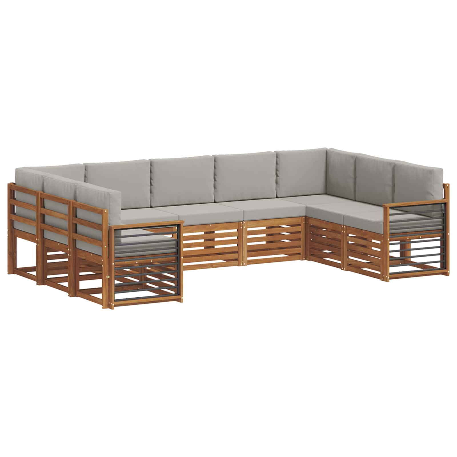 Ecksofa Set mit Kissen 9 pcs Natürlich und Hellgrau