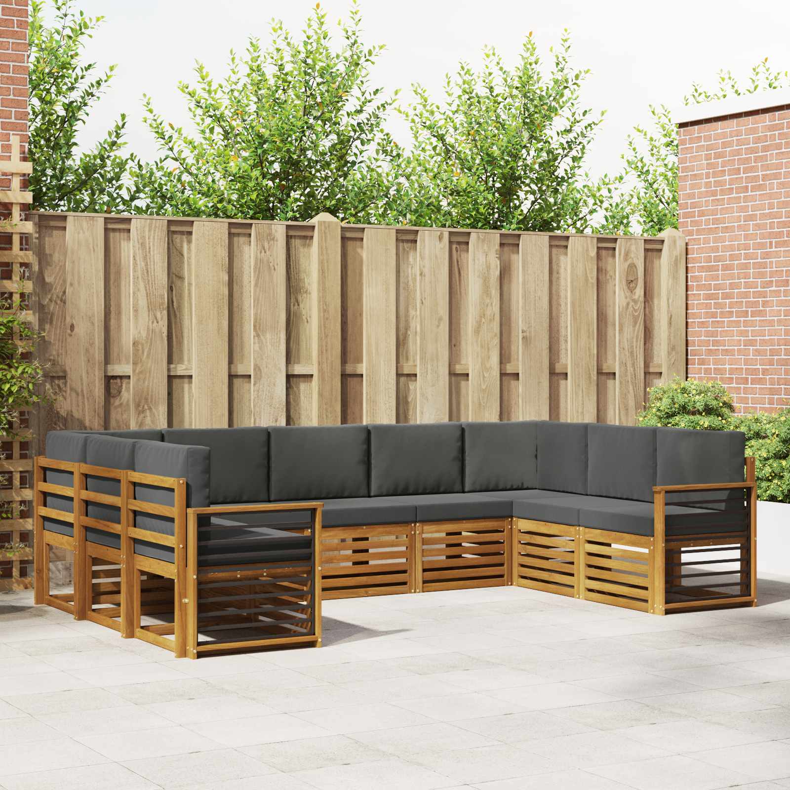 Outdoor-Sofagarnitur 9 stk. Natur und Anthrazit