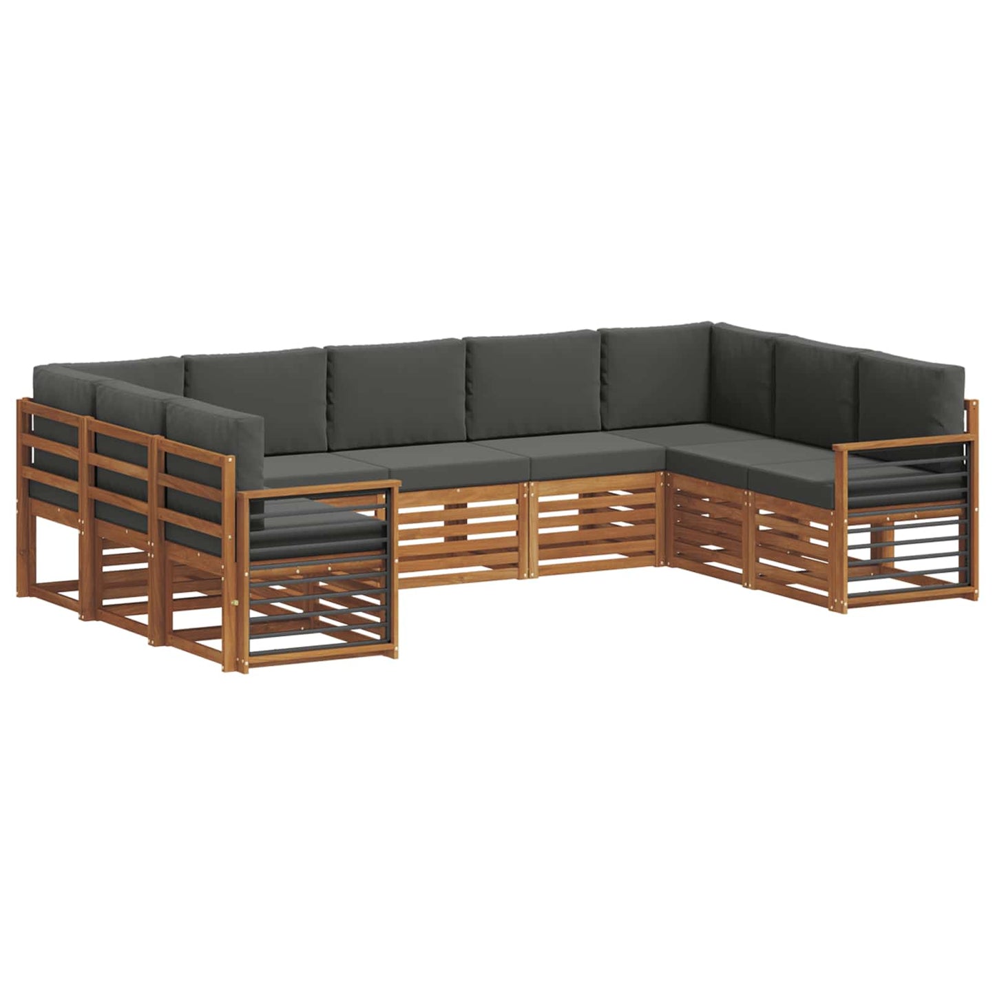 Outdoor-Sofagarnitur 9 stk. Natur und Anthrazit