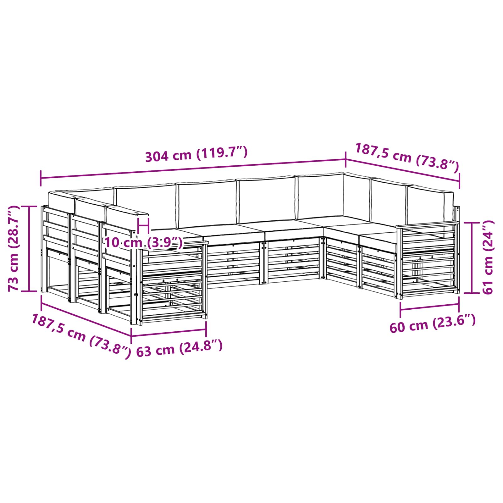 Outdoor-Sofagarnitur 9 stk. Natur und Anthrazit