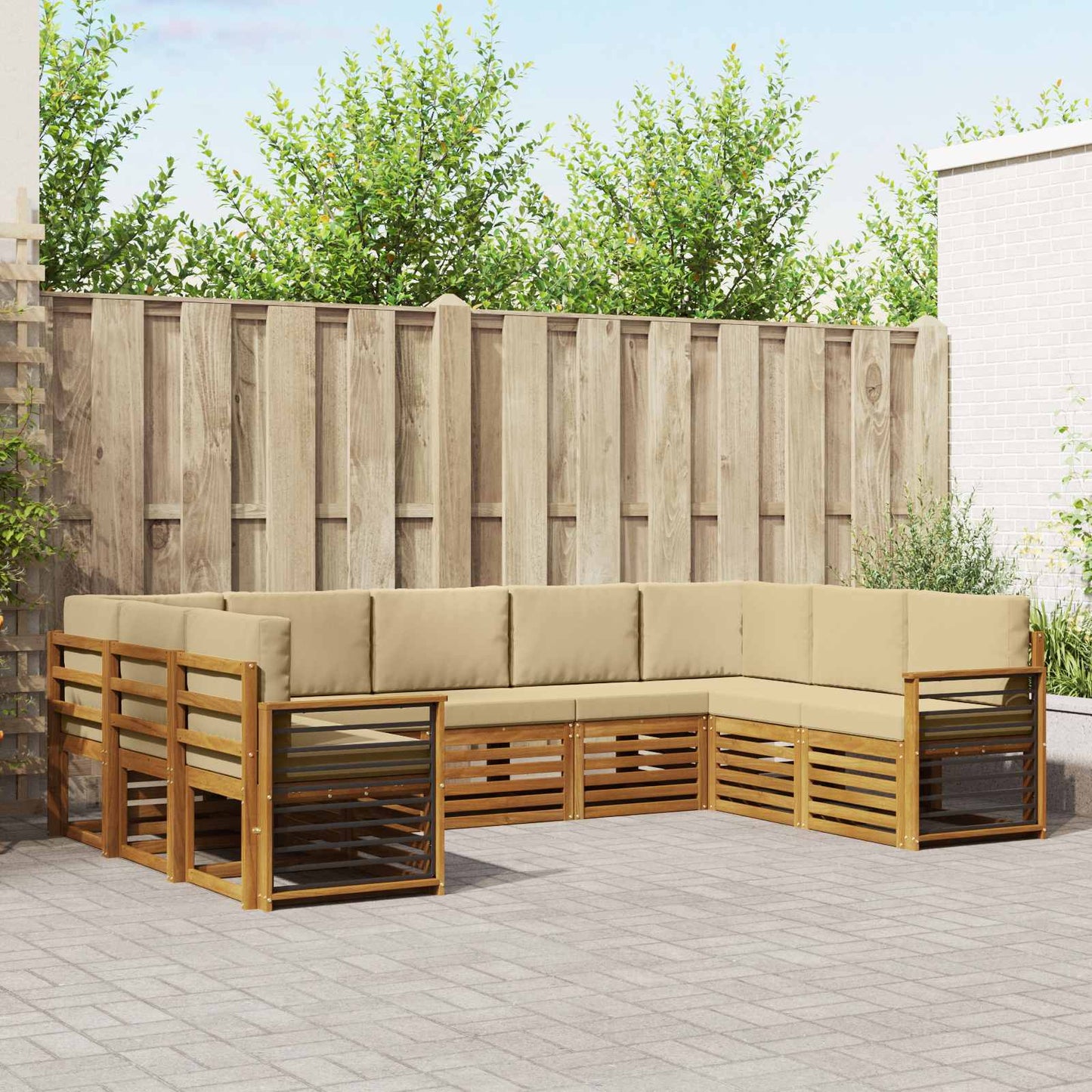 Outdoor-Sofagarnitur 9 stk. Natur und Beige