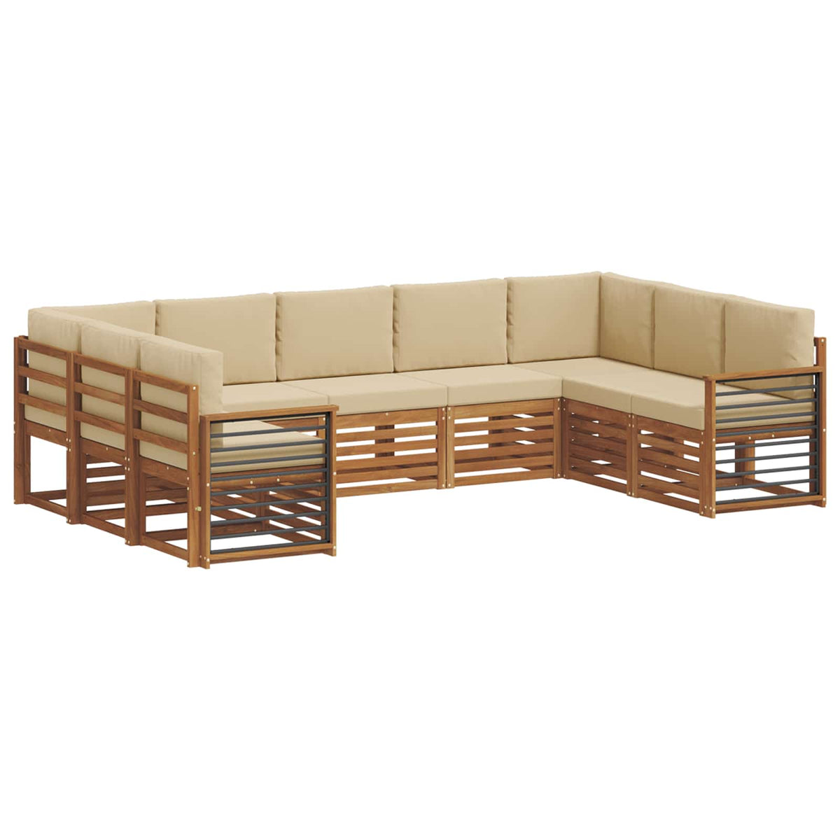 Outdoor-Sofagarnitur 9 stk. Natur und Beige
