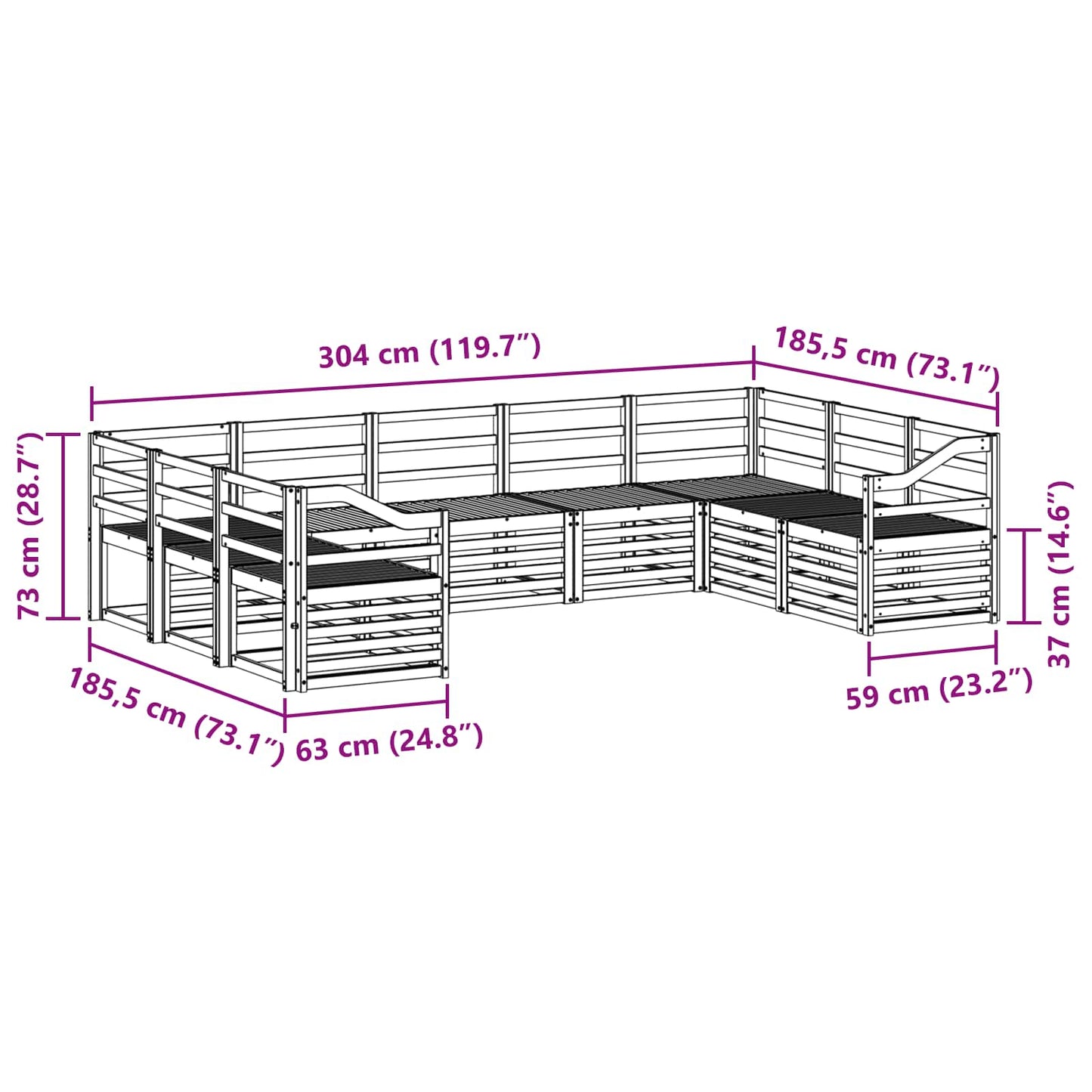 Ecksofa Set 9 pcs Natur