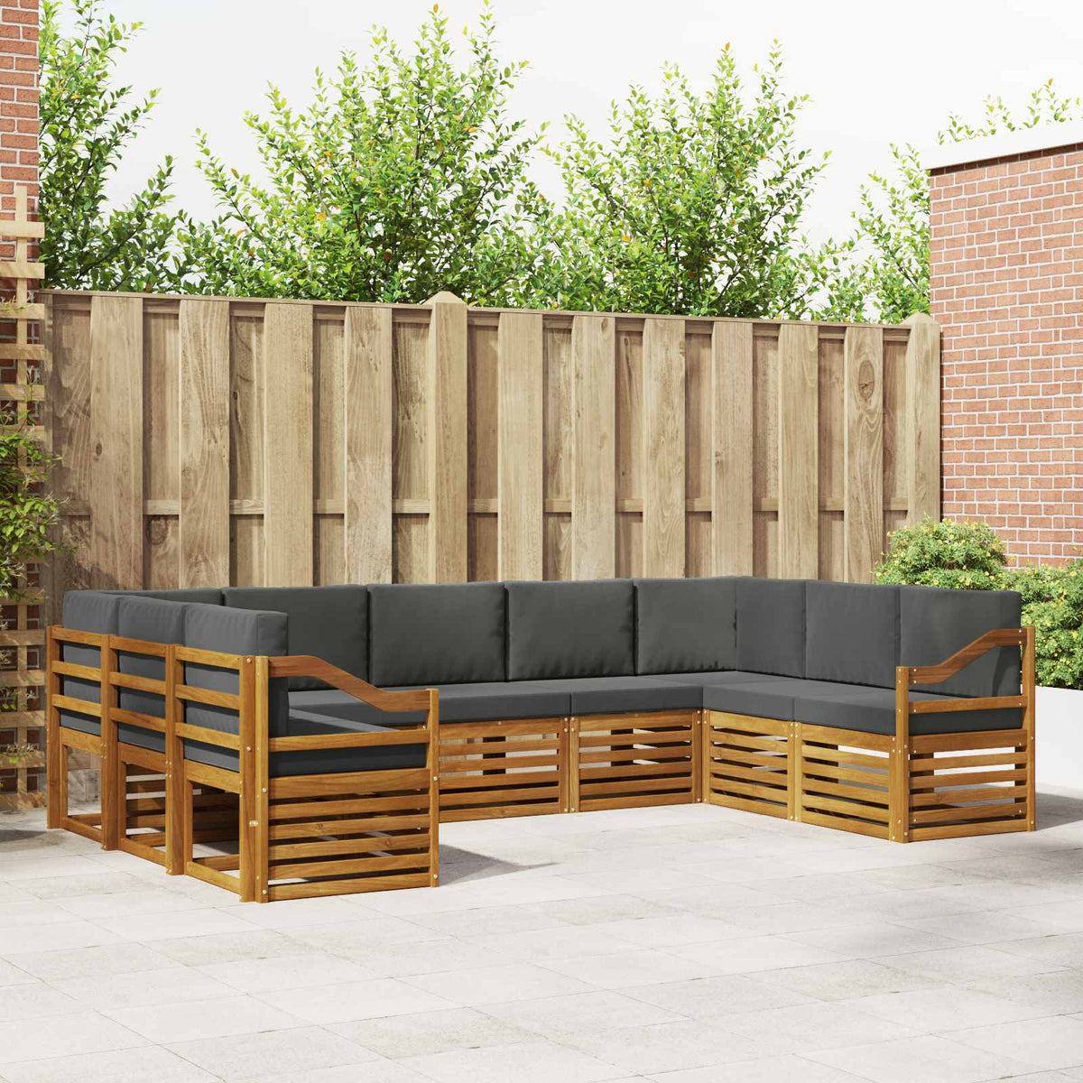 Outdoor-Sofagarnitur 9 stk. Natur und Anthrazit