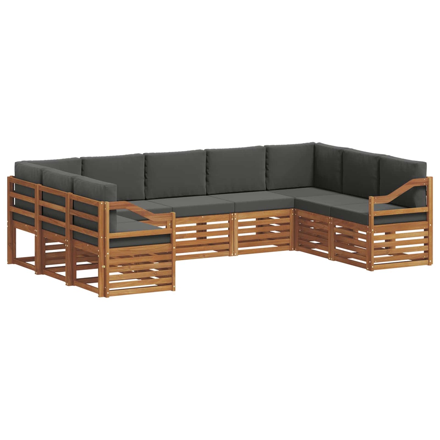 Outdoor-Sofagarnitur 9 stk. Natur und Anthrazit