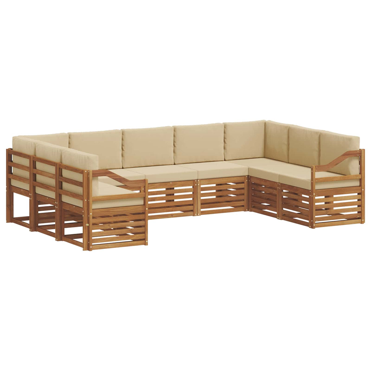 Outdoor-Sofagarnitur 9 stk. Natur und Beige