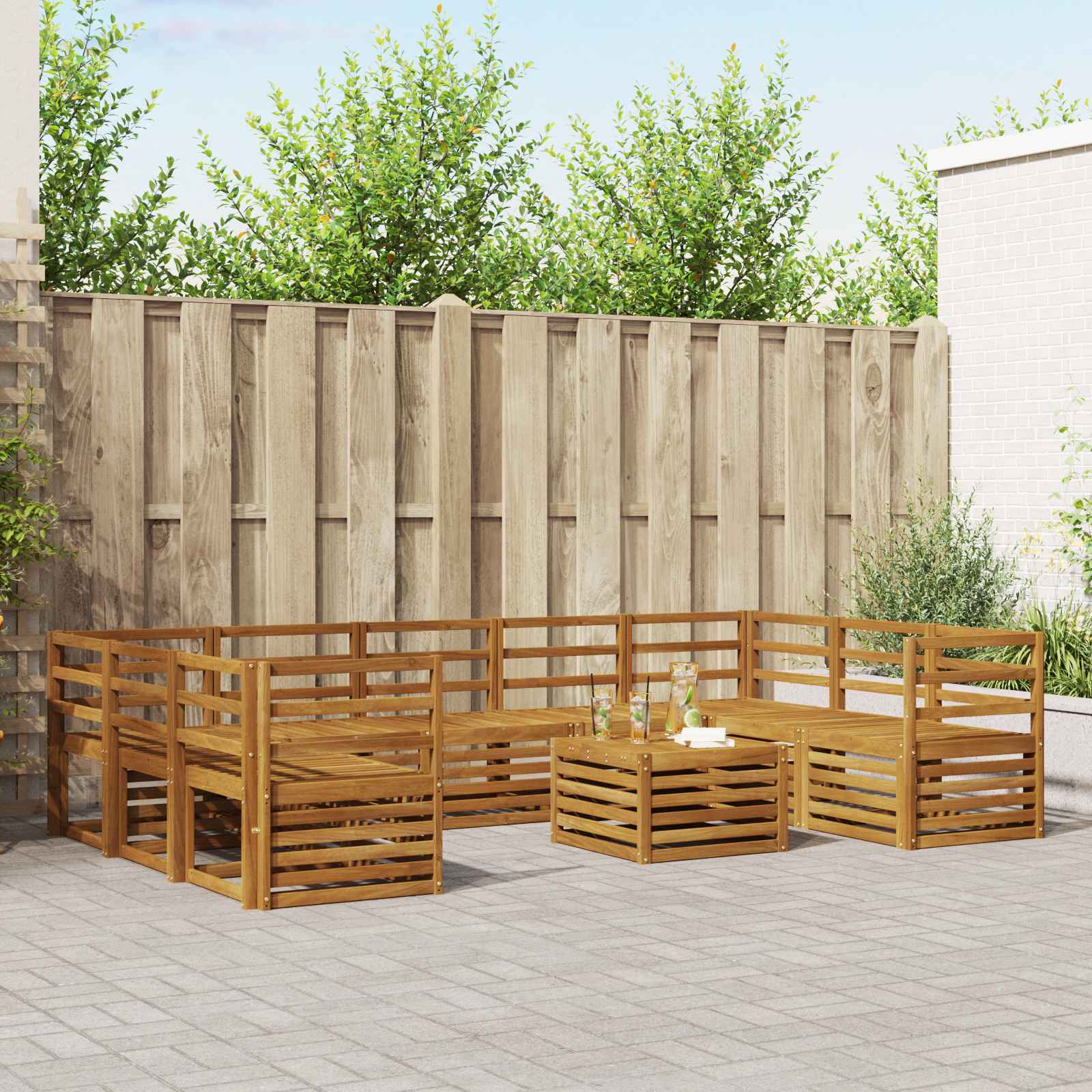 Sofagarnituren 10 pcs Natur Massivholz Akazie