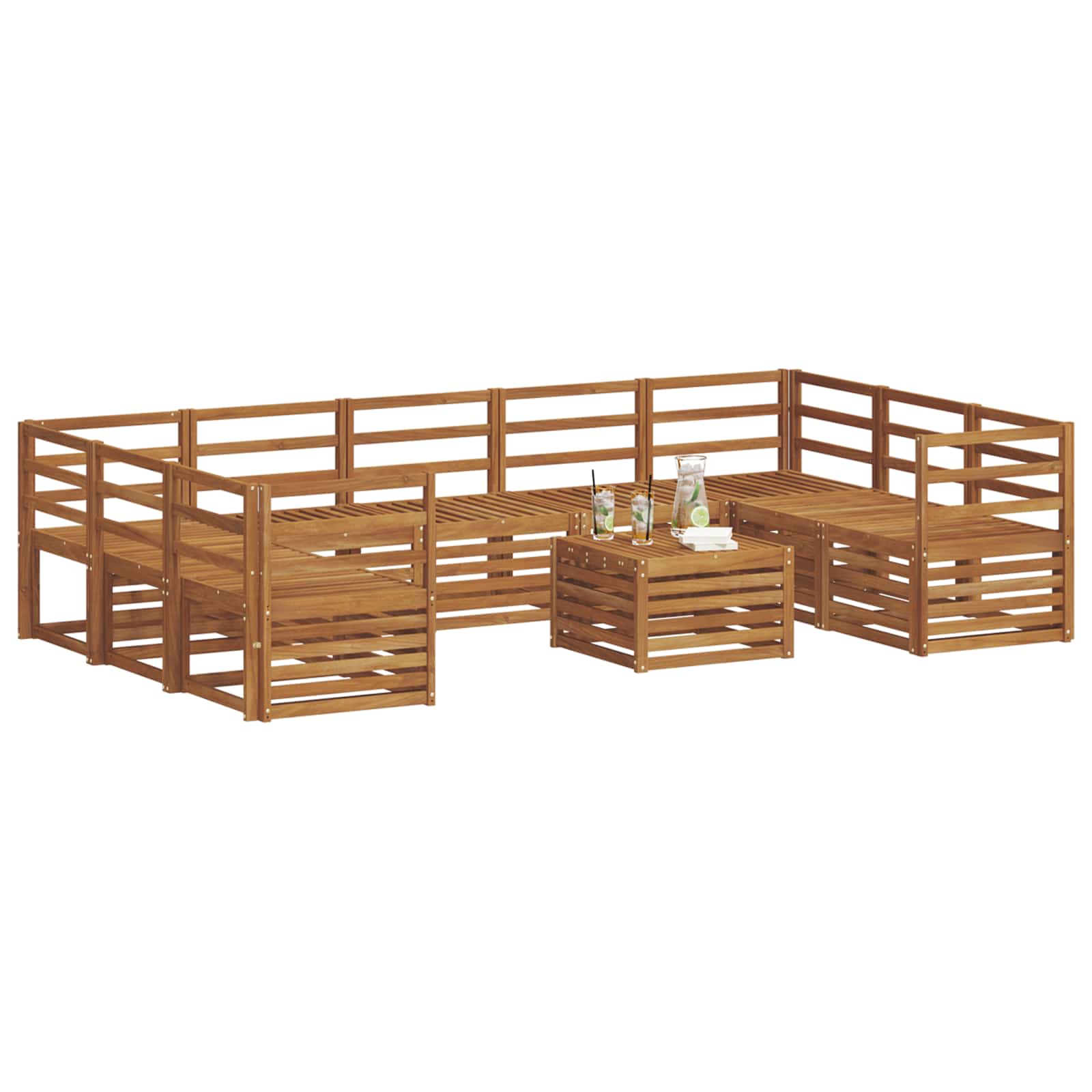 Sofagarnituren 10 pcs Natur Massivholz Akazie